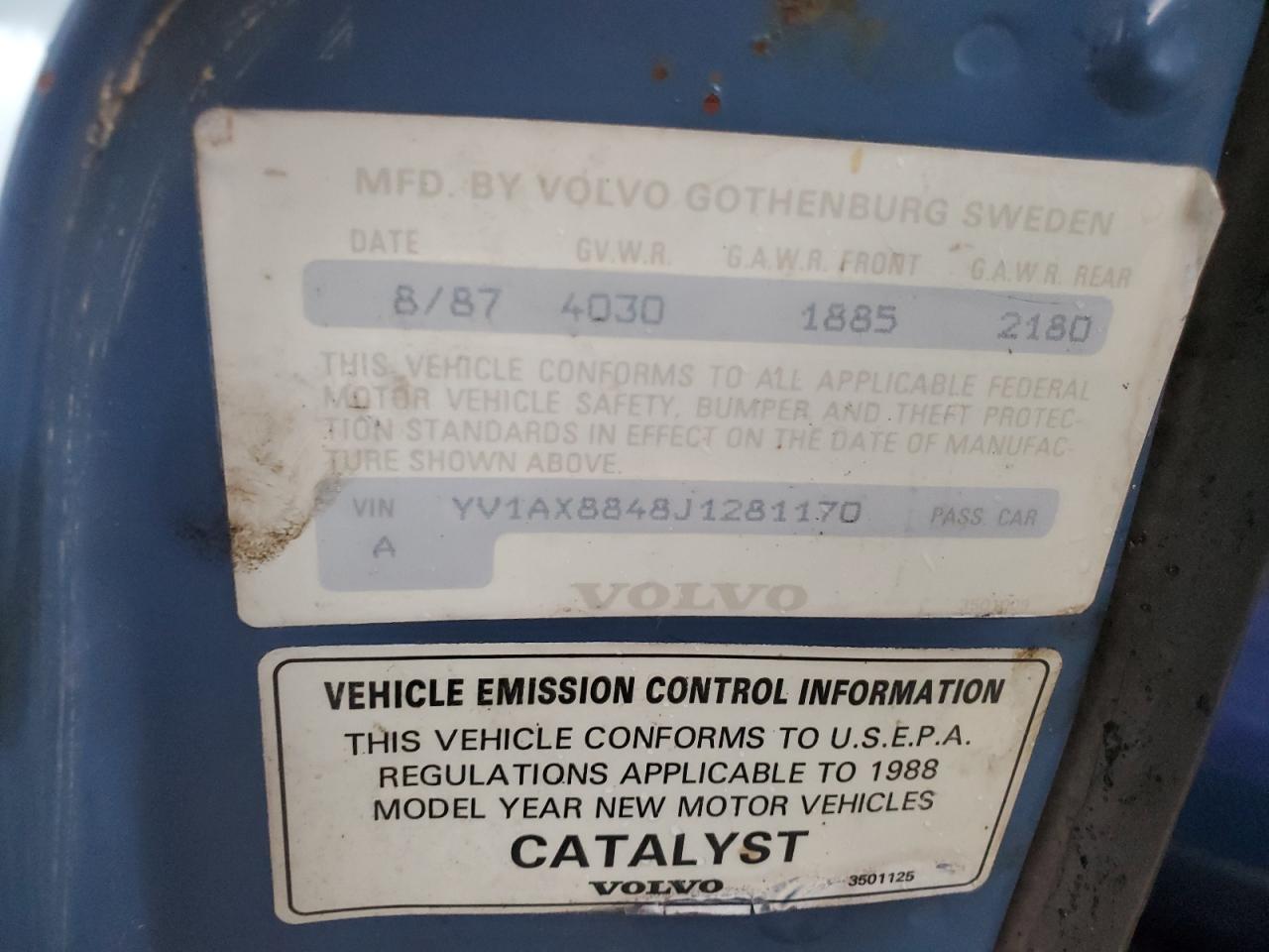 1988 Volvo 244 Dl   Синий vin: YV1AX8848J1281170