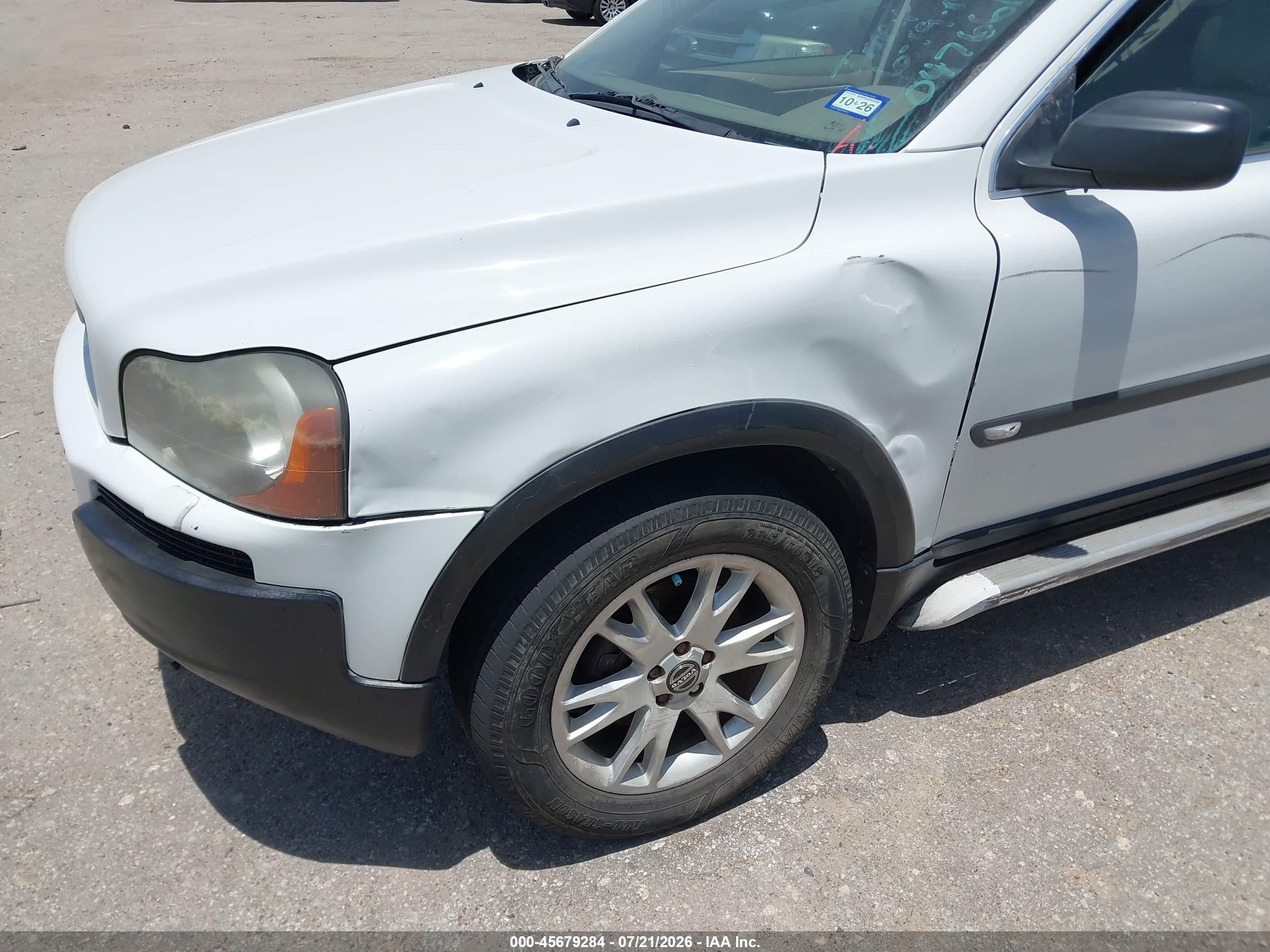 2004 Volvo Xc90 2.5t White vin: YV1CY59H541047661