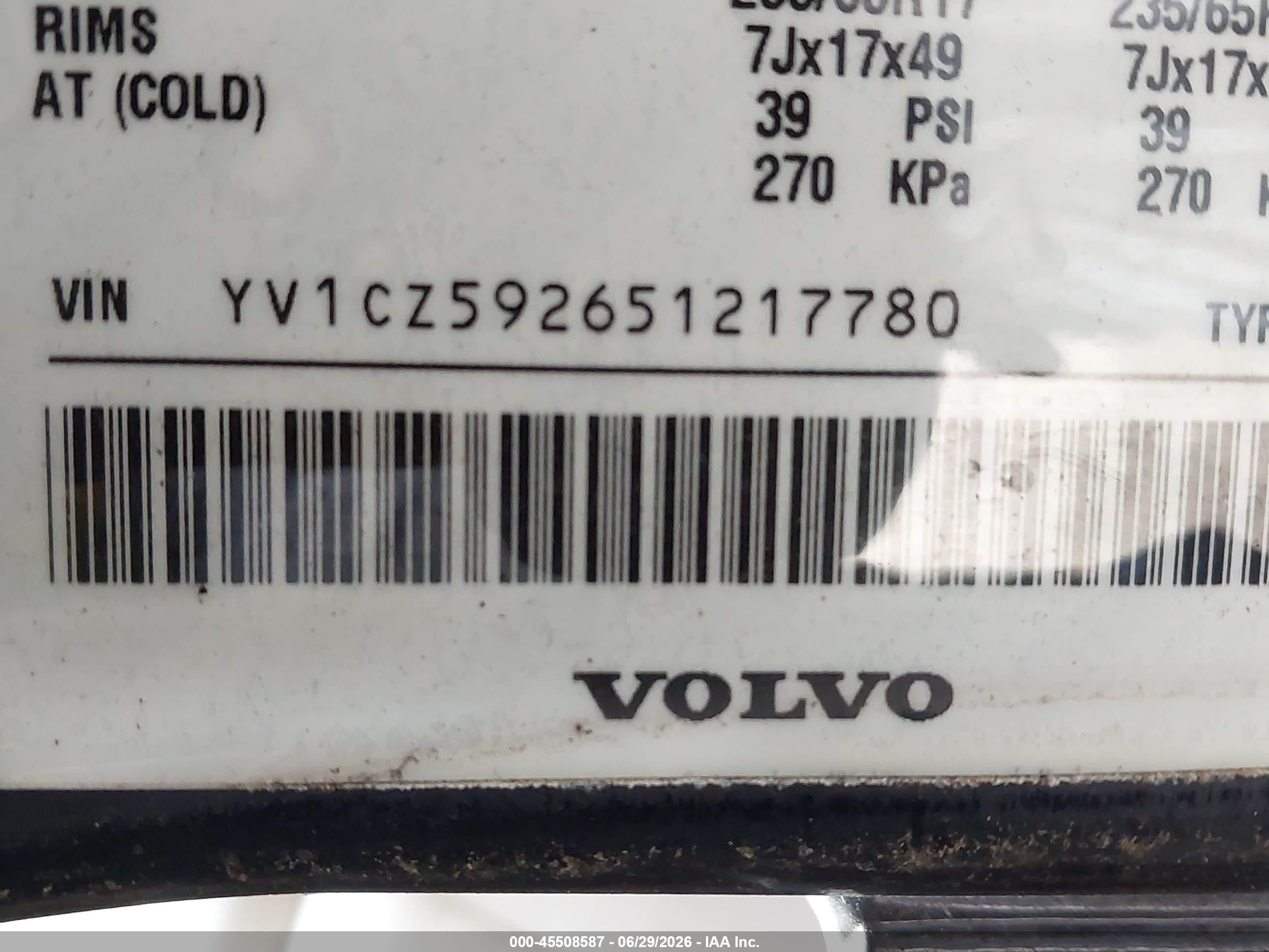 2005 Volvo Xc90 2.5t Awd Black vin: YV1CZ592651217780