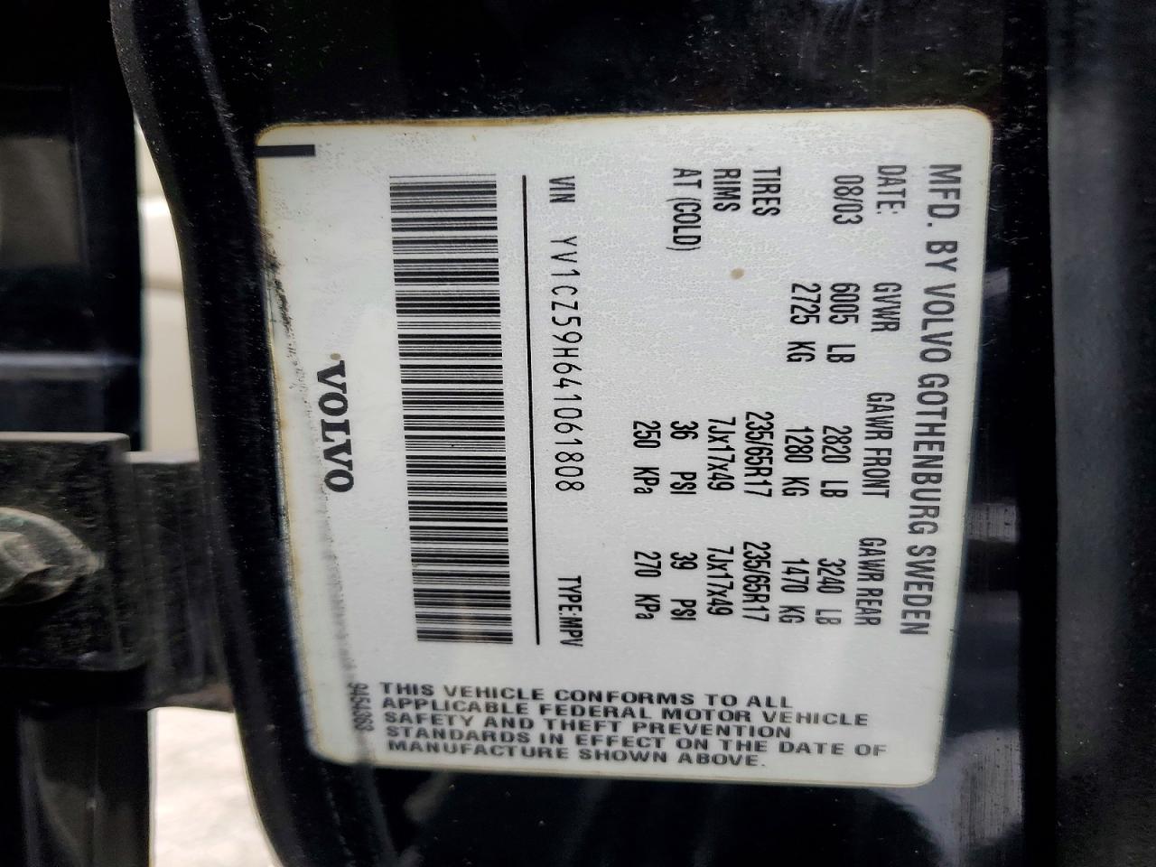 2004 Volvo Xc90 Black vin: YV1CZ59H641061808