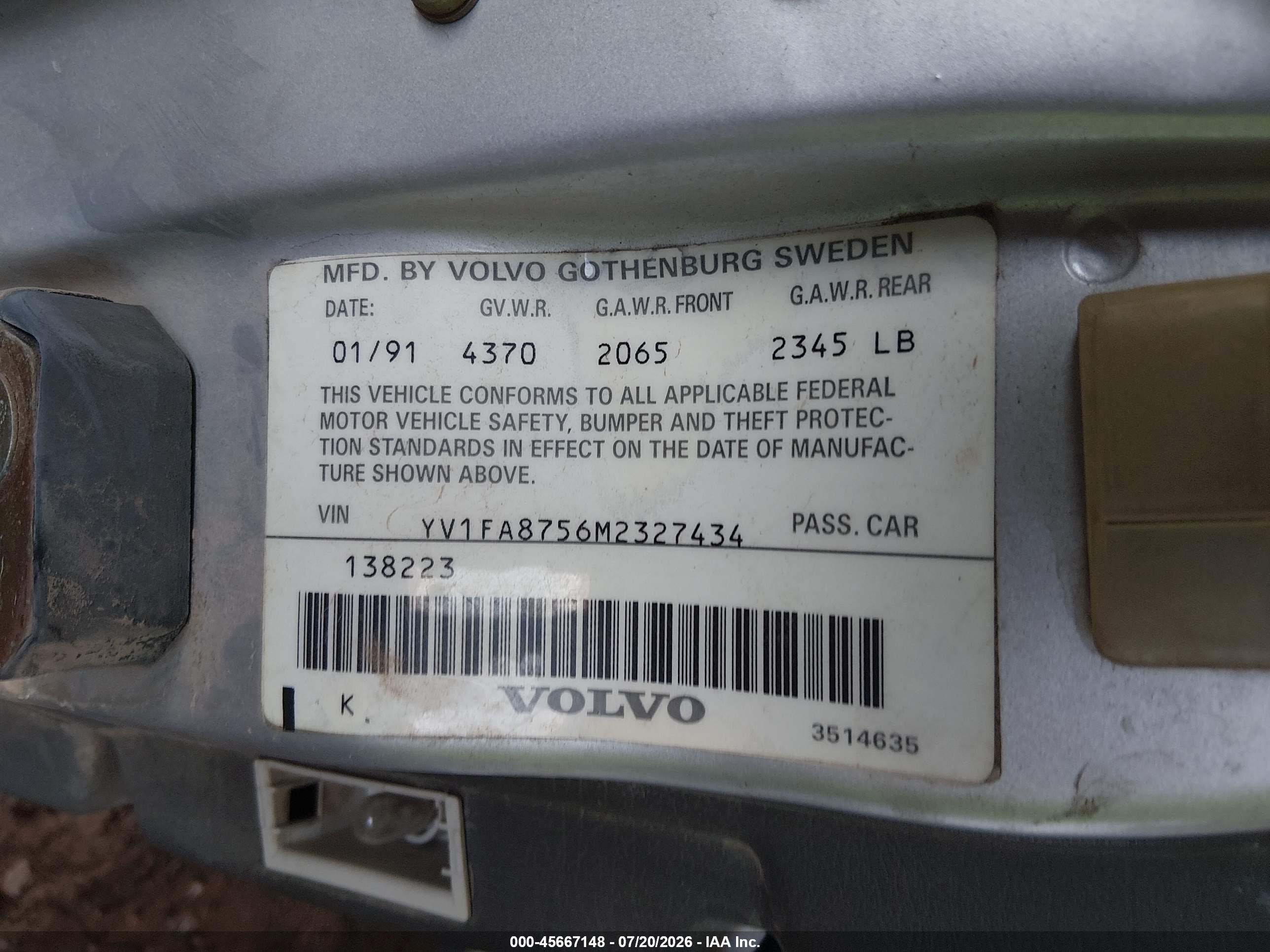 1991 Volvo 740 Se Silver vin: YV1FA8756M2327434