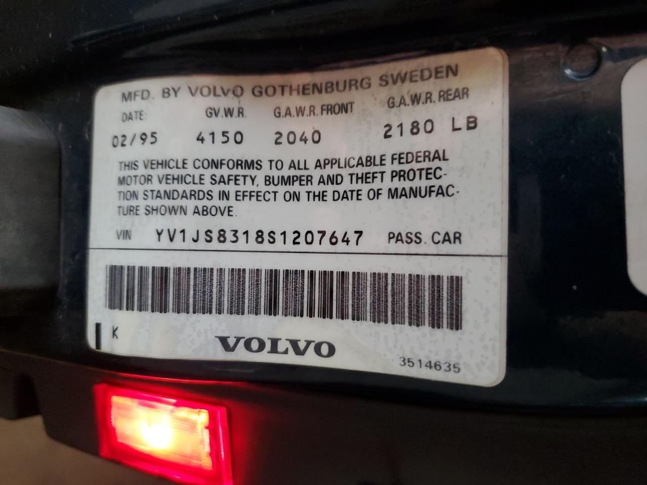 1995 Volvo 940 Green vin: YV1JS8318S1207647