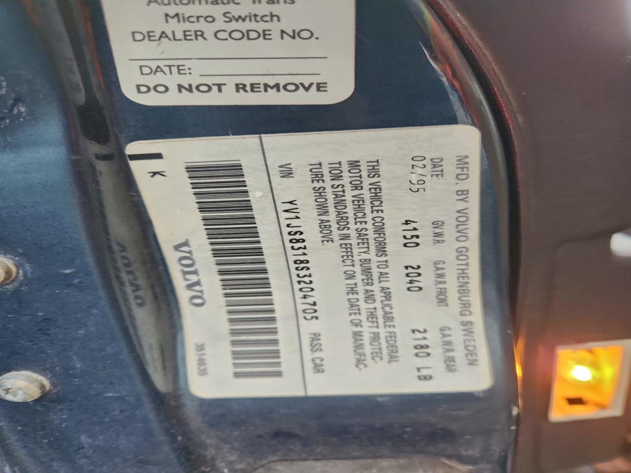 1995 Volvo 940 Teal vin: YV1JS8318S3204705
