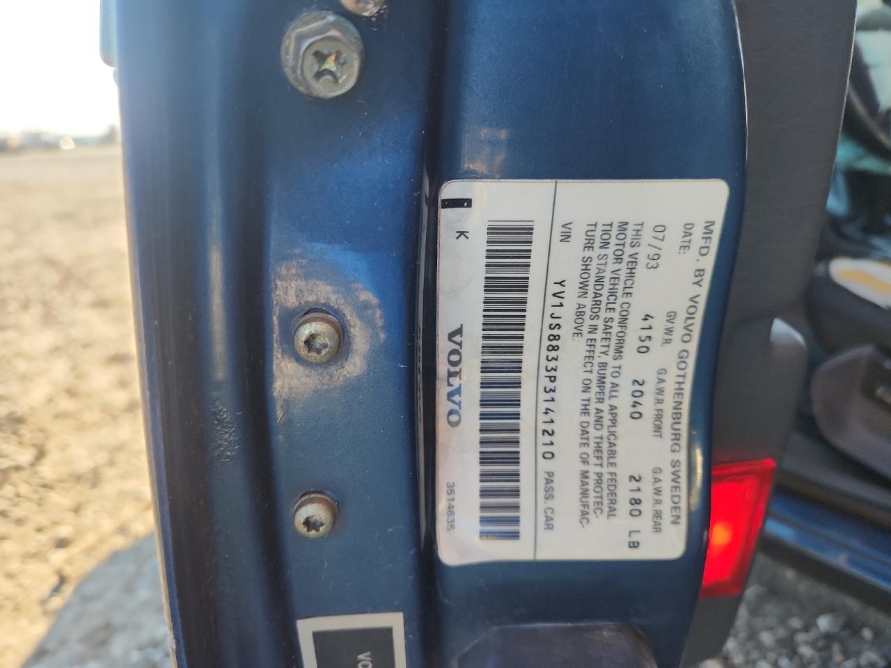 1993 Volvo 940 Blue vin: YV1JS8833P3141210