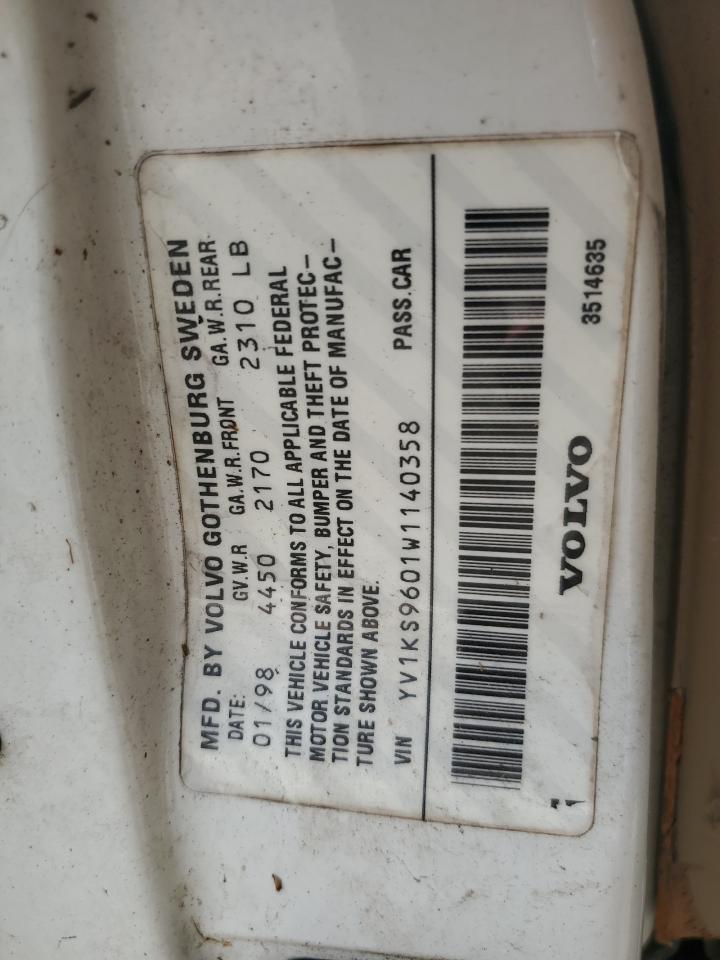 1998 Volvo S90    Белый vin: YV1KS9601W1140358