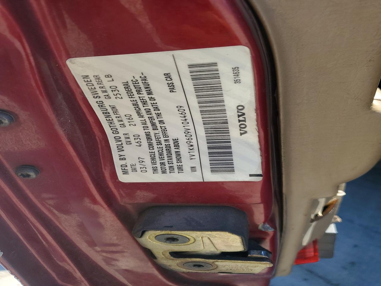 1997 Volvo 960 Red vin: YV1KW9609V1044609