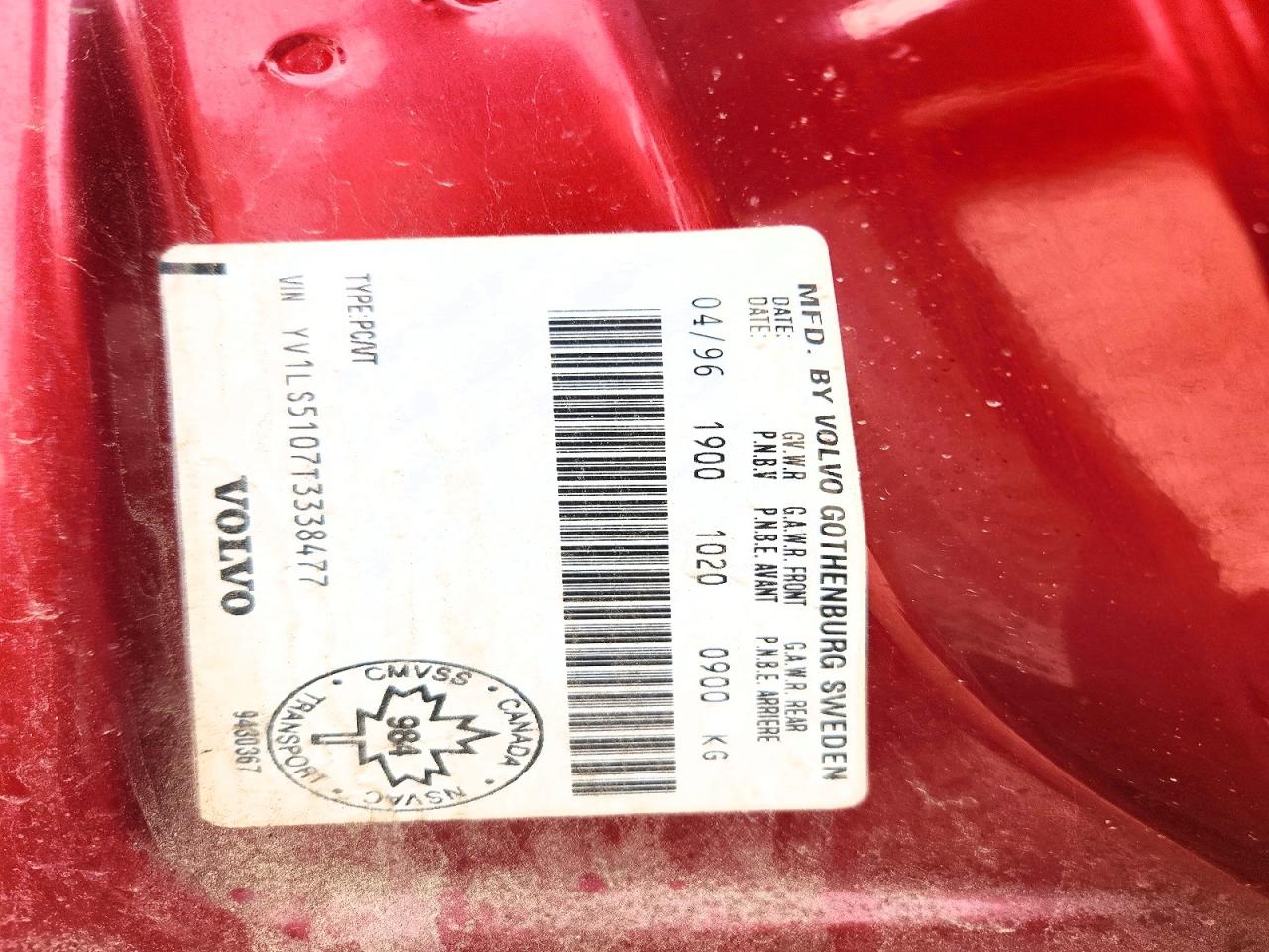 1996 Volvo 850 Maroon vin: YV1LS5107T3338477