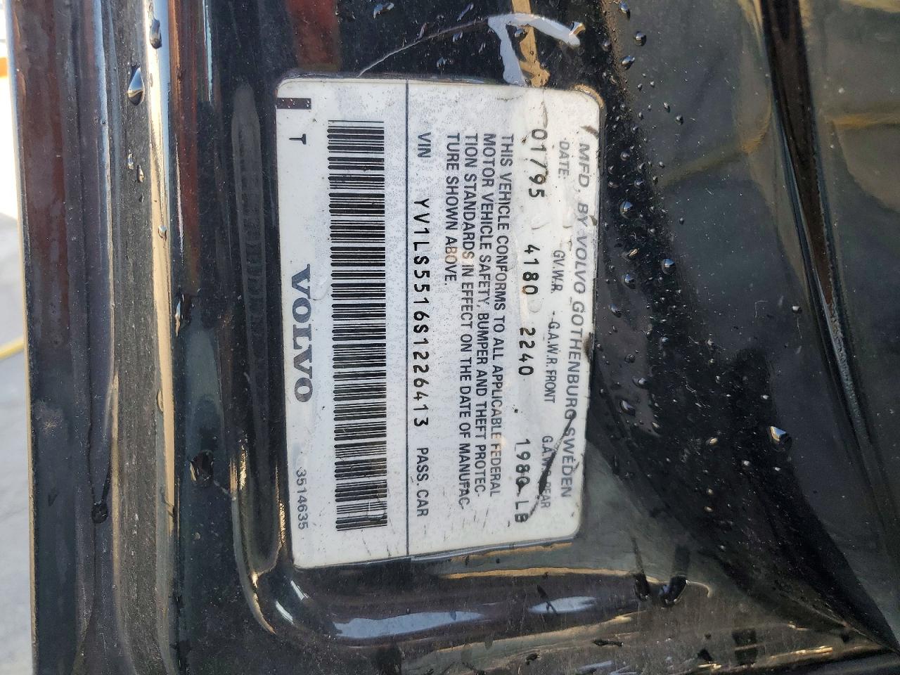 1995 Volvo 850 Base Black vin: YV1LS5516S1226413