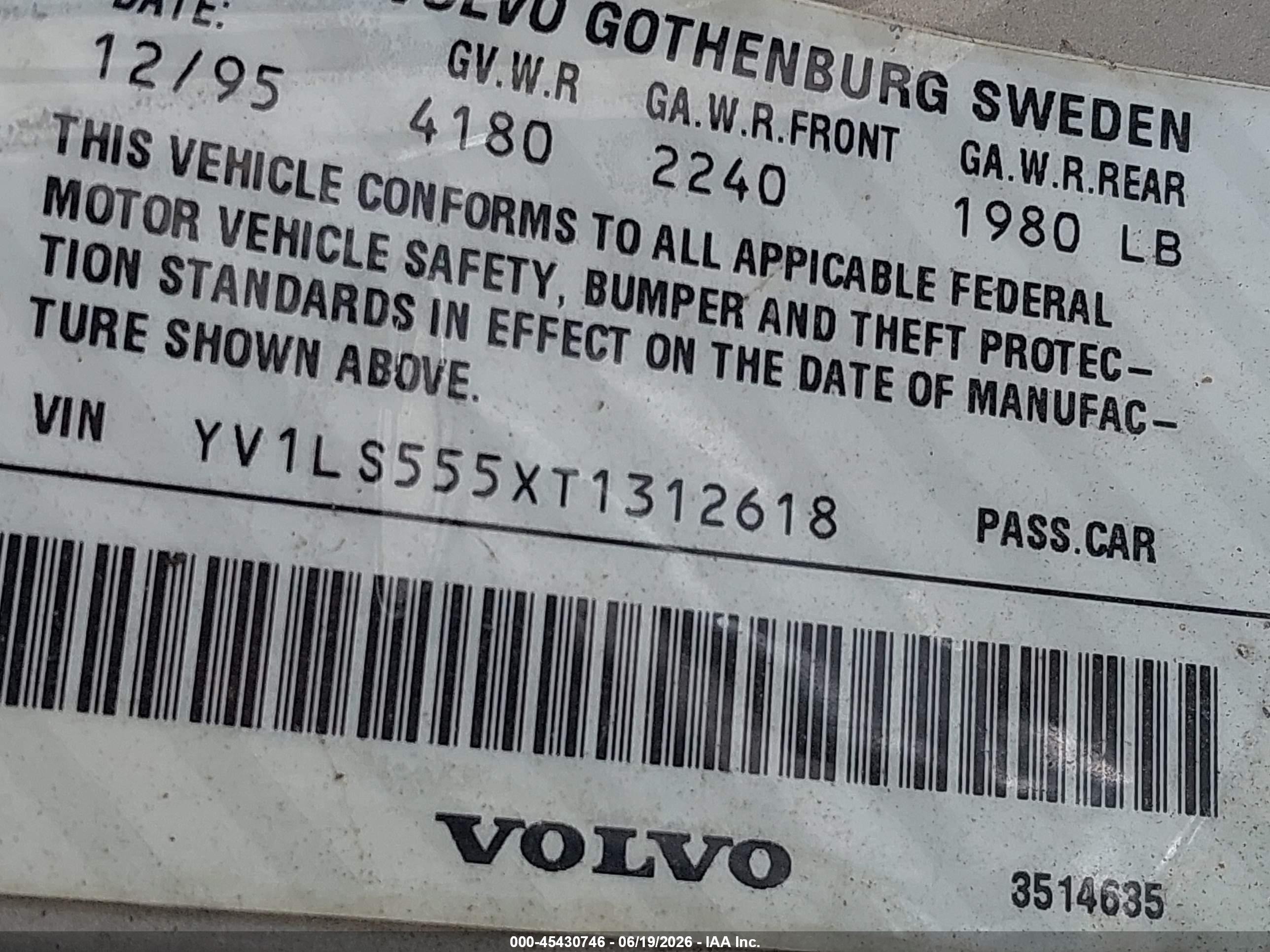1996 Volvo 850 Glt Серебряный vin: YV1LS555XT1312618