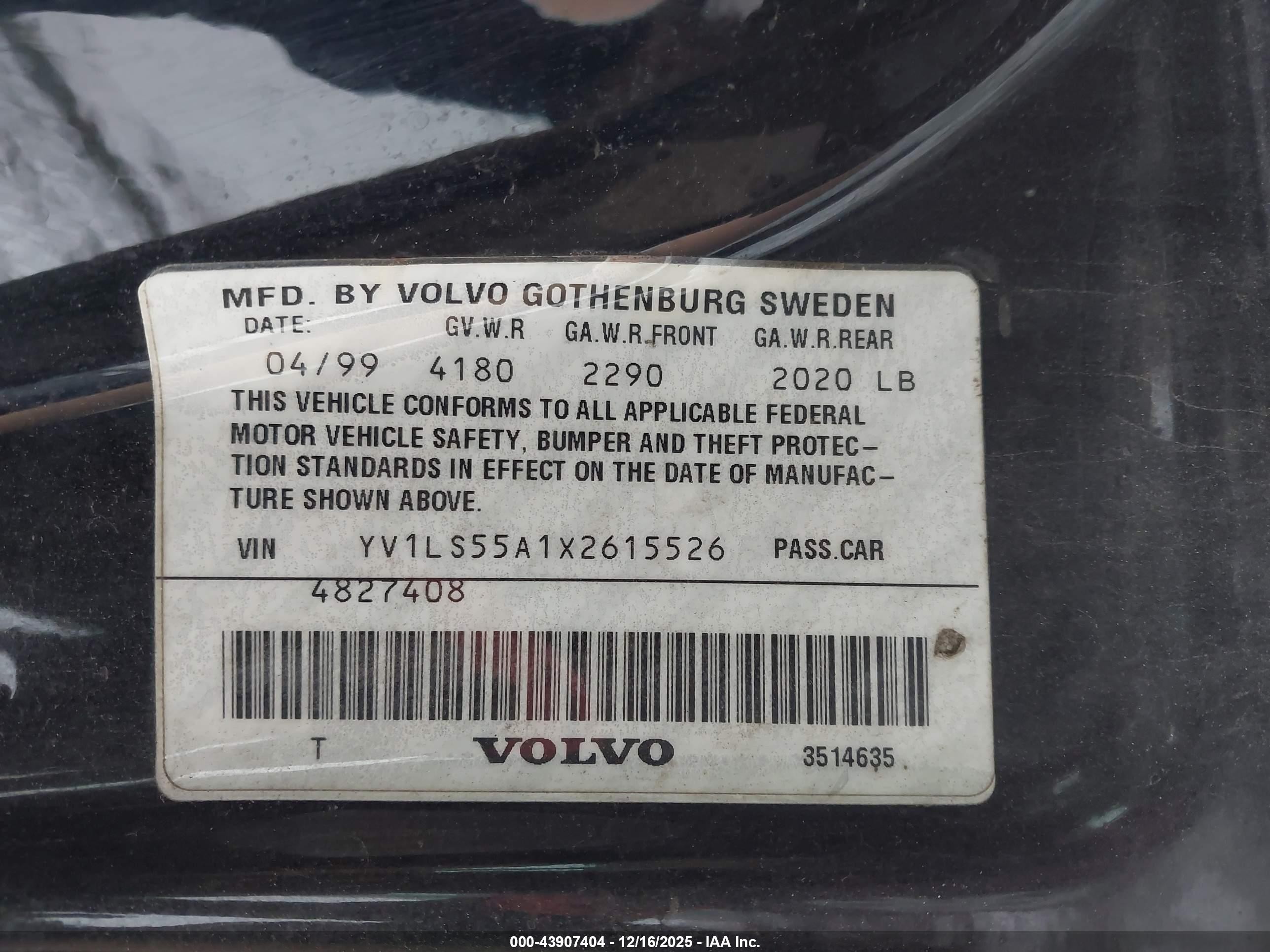 1999 Volvo S70   Black vin: YV1LS55A1X2615526