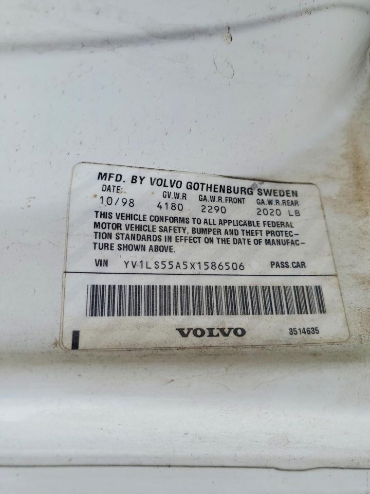 1999 Volv S70 White vin: YV1LS55A5X1586506