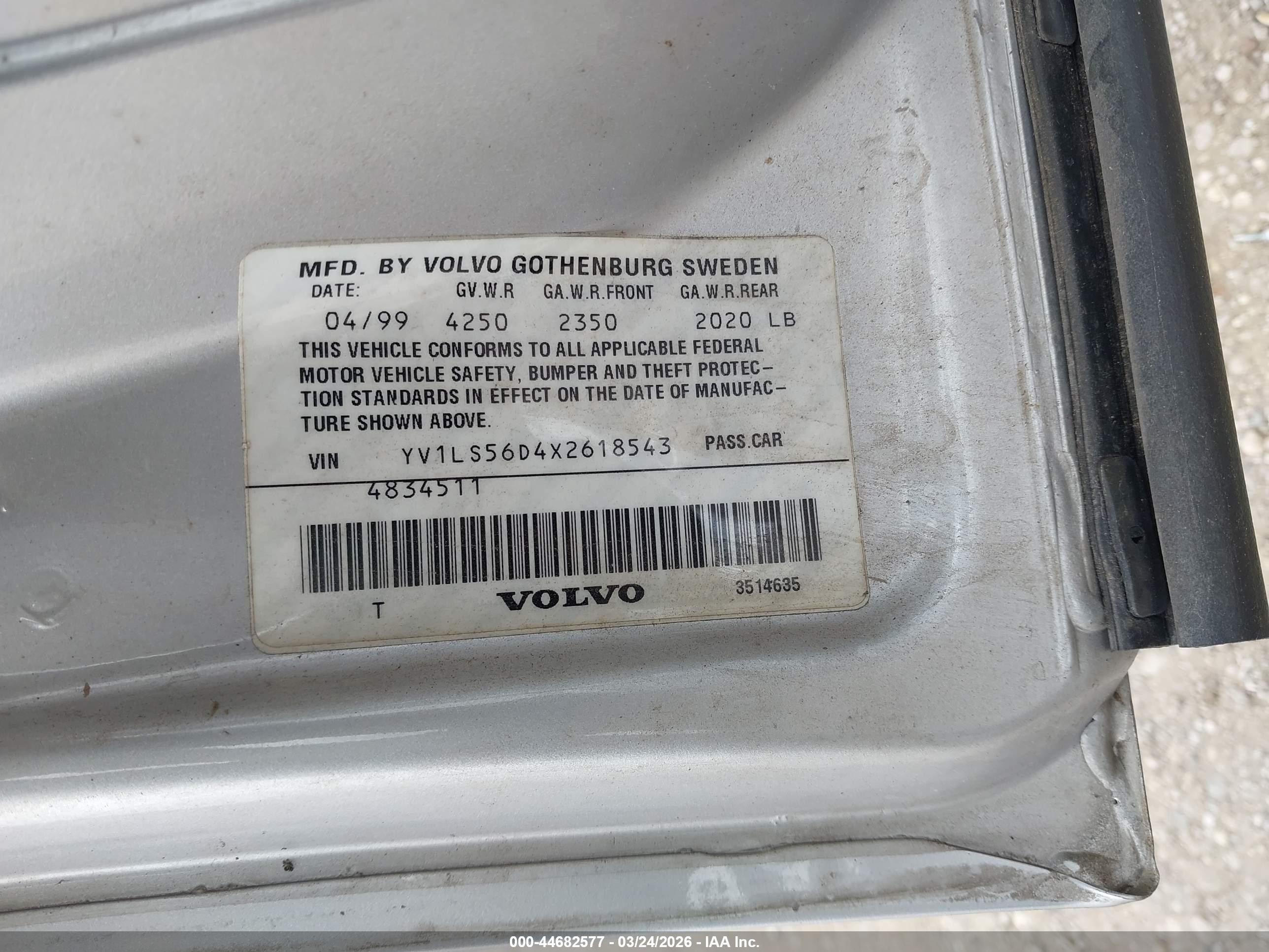 1999 Volvo S70 Glt Silver vin: YV1LS56D4X2618543