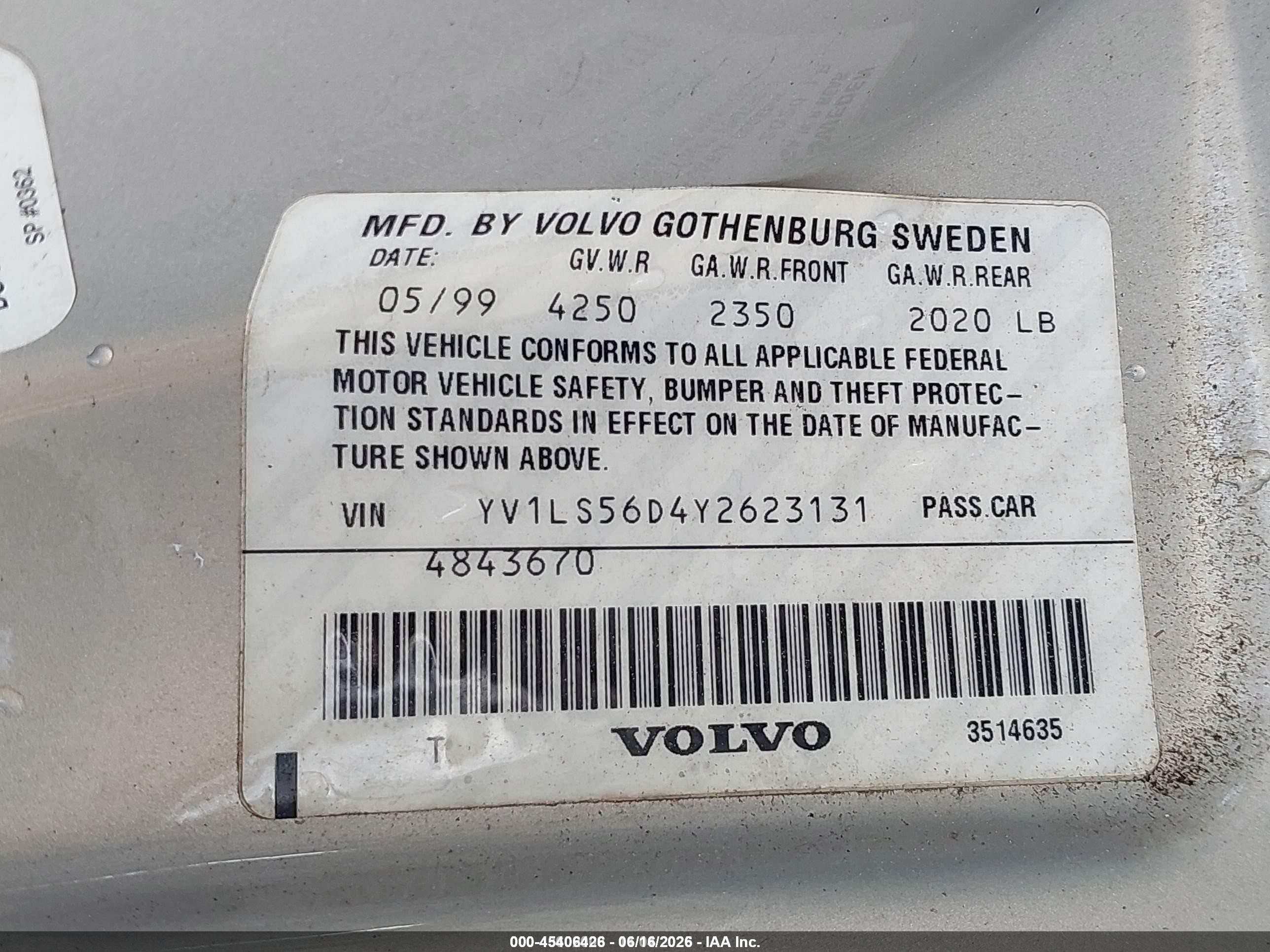 2000 Volvo S70 Glt/glt Se Серебряный vin: YV1LS56D4Y2623131