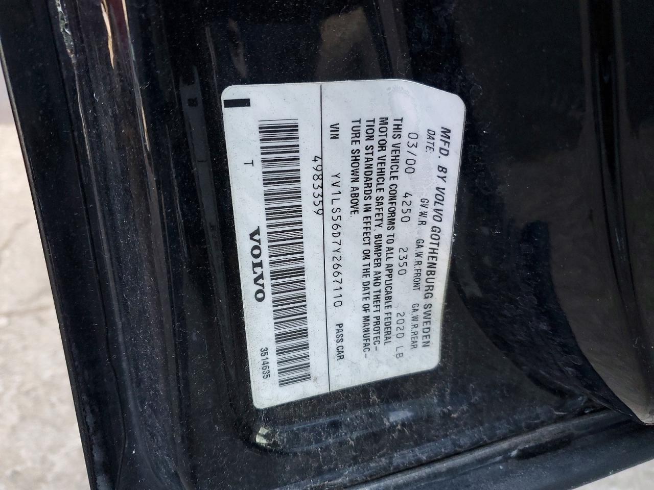 2000 Volvo S70 Glt Black vin: YV1LS56D7Y2667110