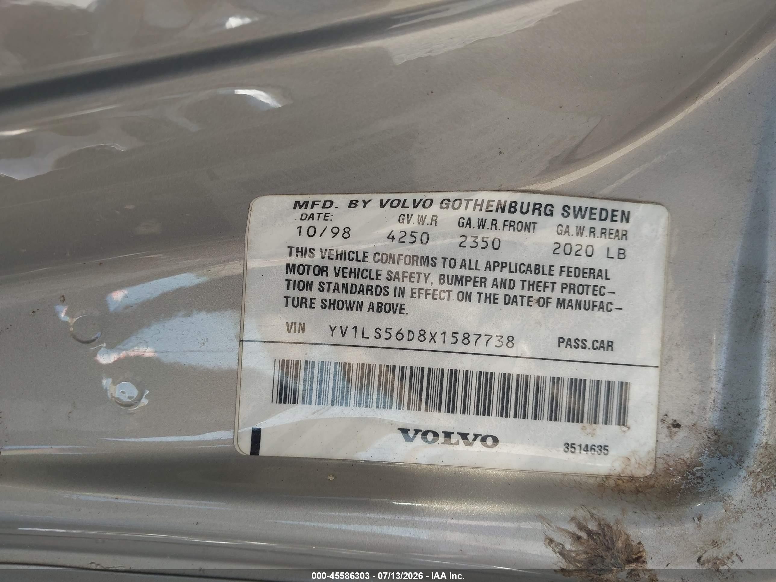 1999 Volvo S70 Glt Silver vin: YV1LS56D8X1587738