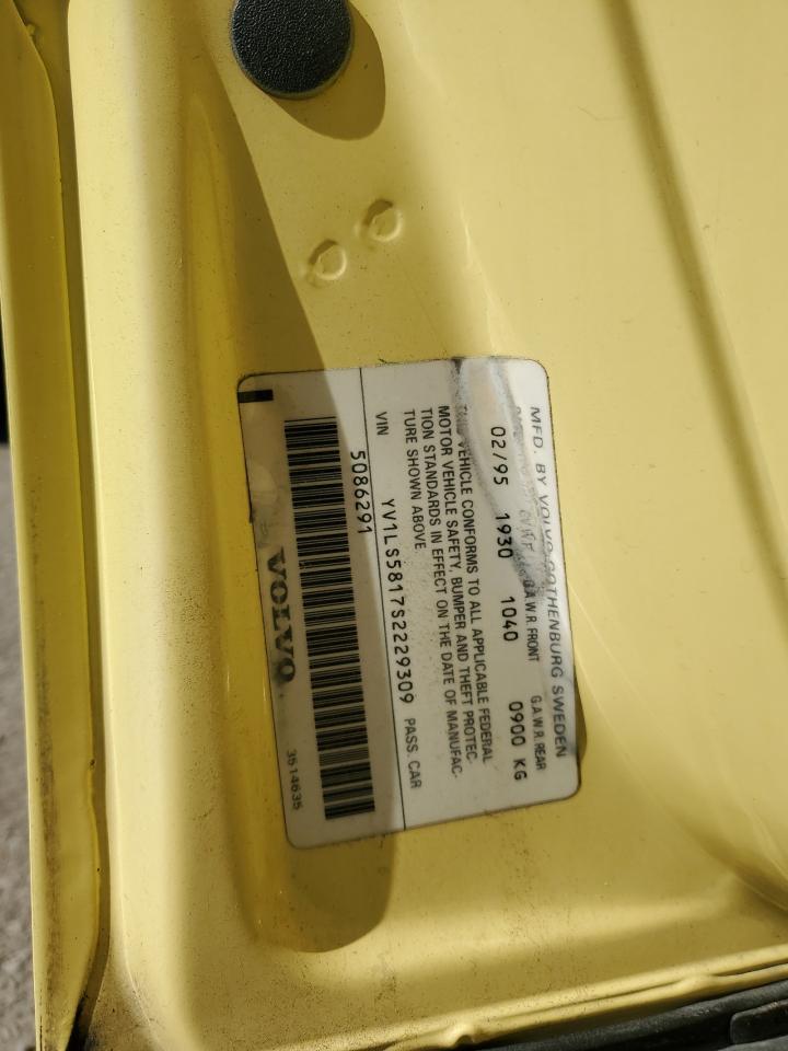 1995 Volvo 850 T5r Yellow vin: YV1LS5817S2229309