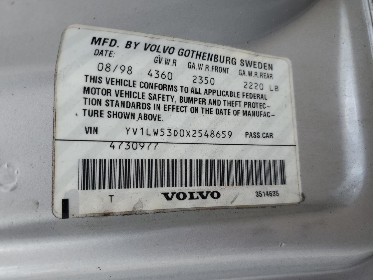 1999 Volvo V70 T5 Turbo Gray vin: YV1LW53D0X2548659