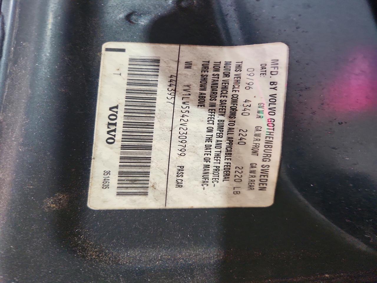 1997 Volvo 850 Blue vin: YV1LW5542V2309799