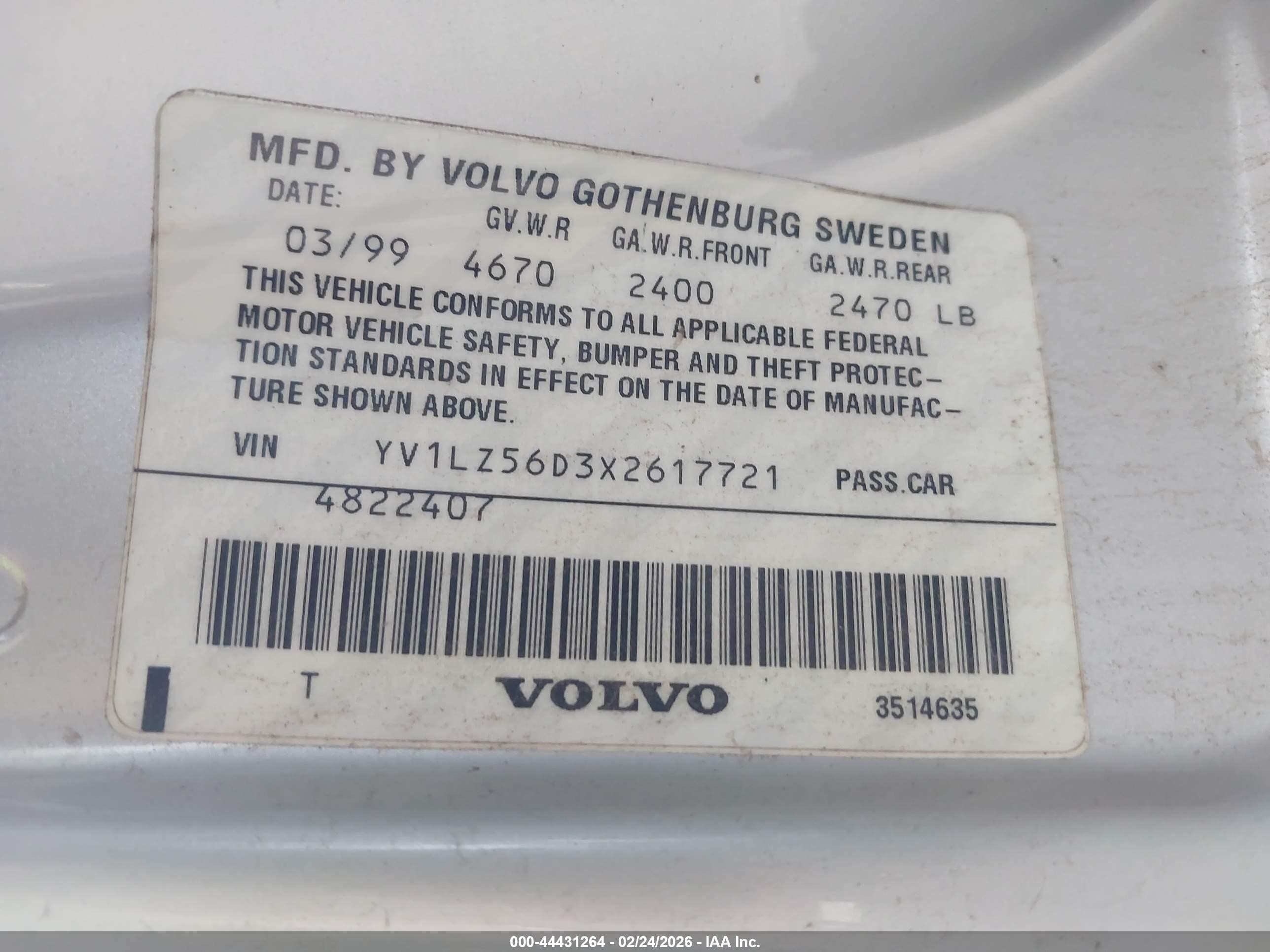 1999 Volvo V70 Xc Silver vin: YV1LZ56D3X2617721