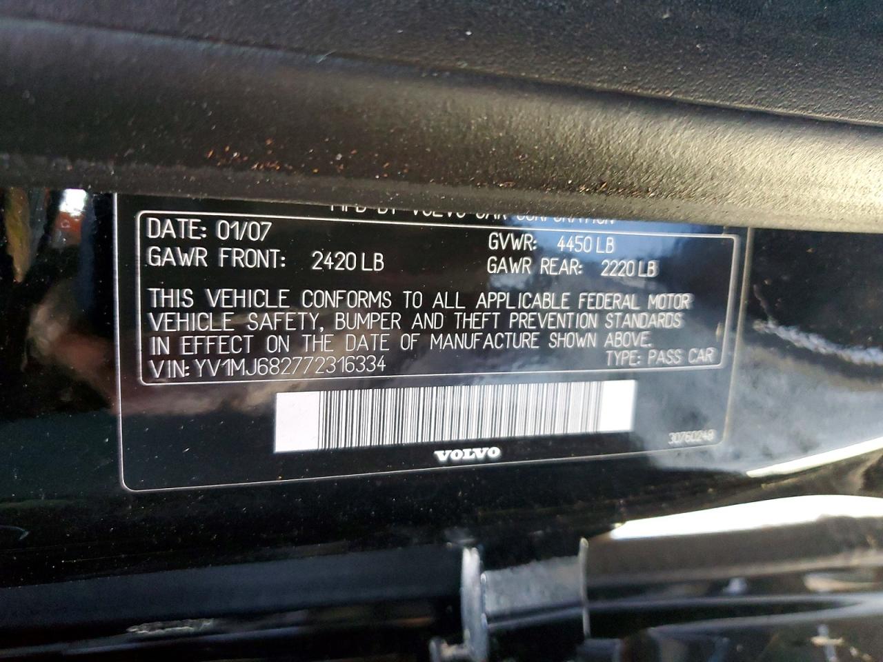 2007 Volvo V50 T5 Black vin: YV1MJ682772316334