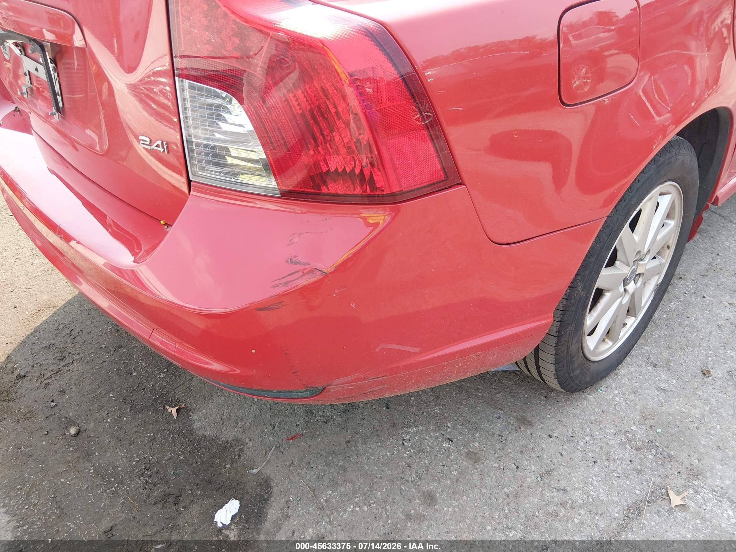 2008 Volvo S40 2.4l/2.4l W/snrf Red vin: YV1MS382282400994