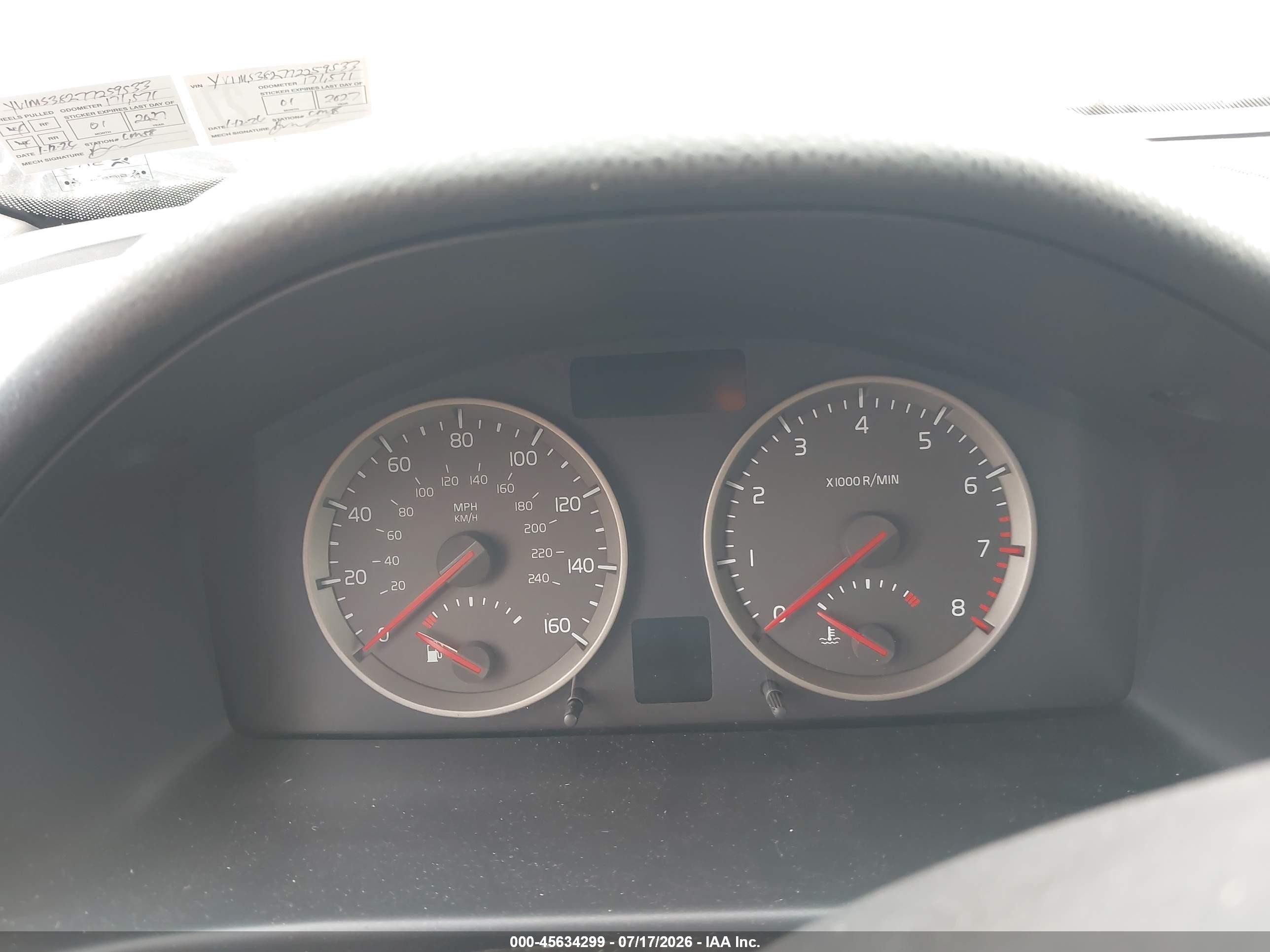 2007 Volvo S40 2.4i Silver vin: YV1MS382772259533