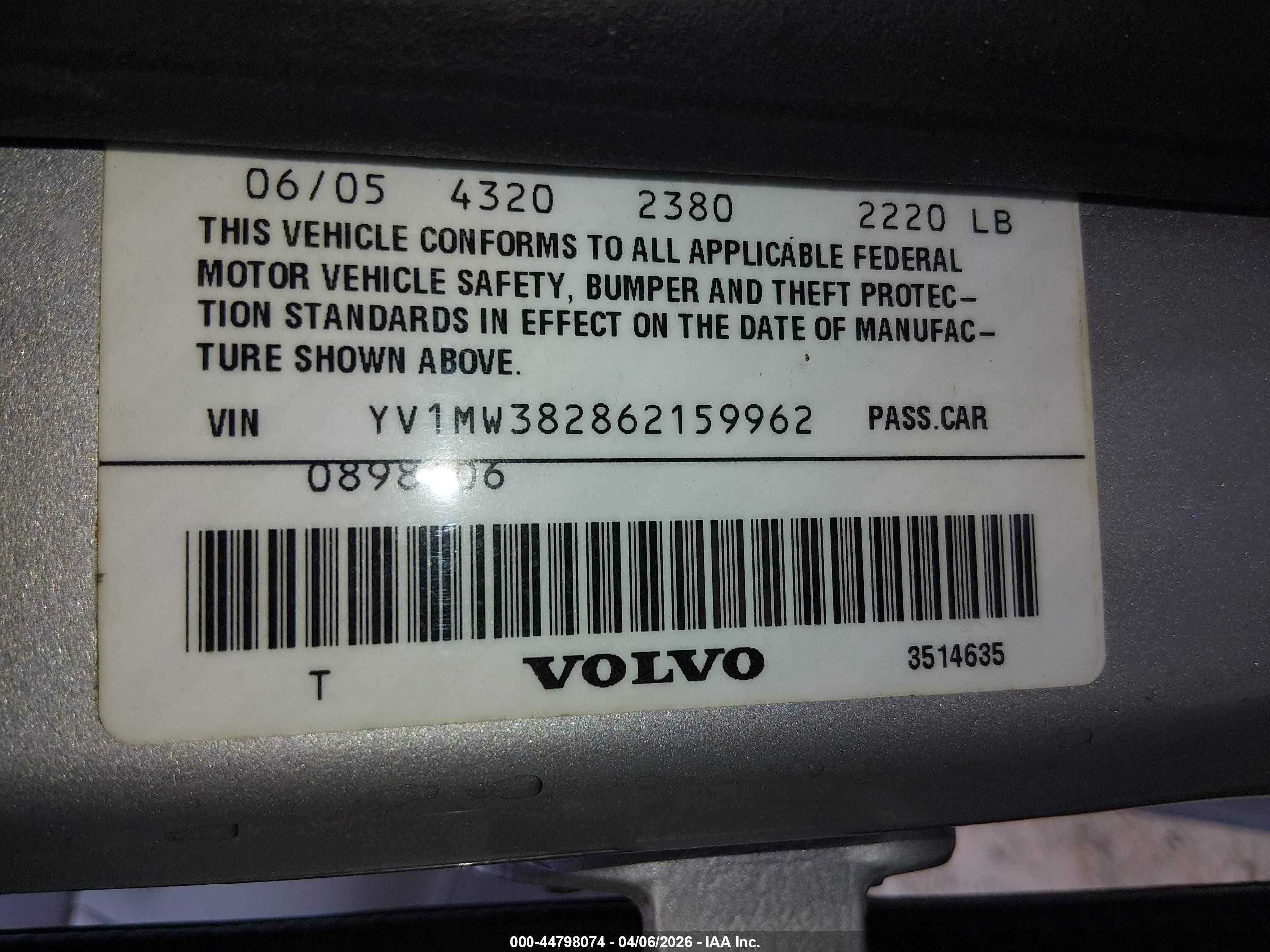 2006 Volvo V50 2.4i Silver vin: YV1MW382862159962