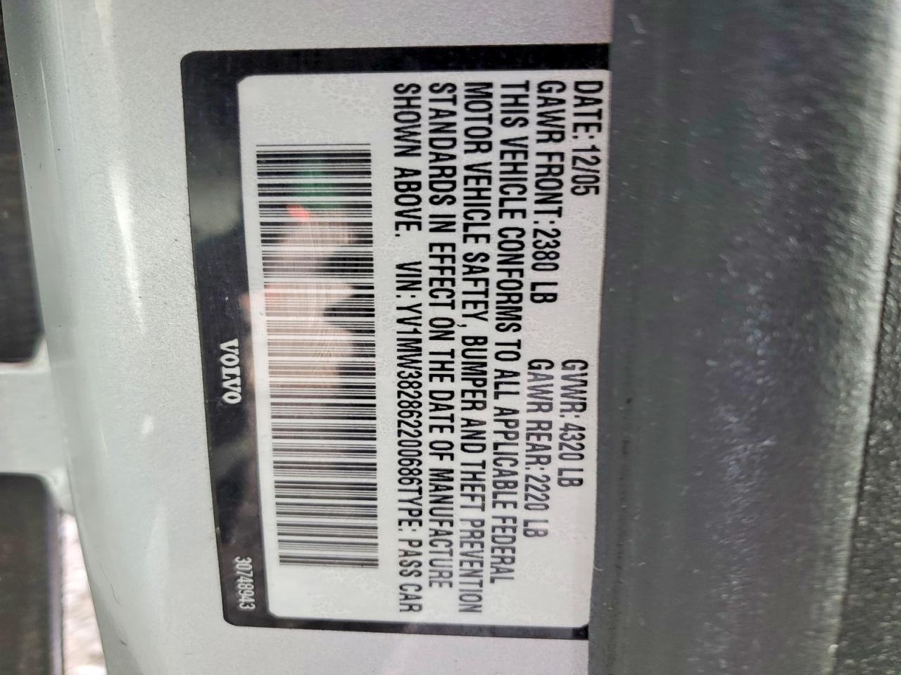2006 Volvo V50 2.4i Silver vin: YV1MW382862200686