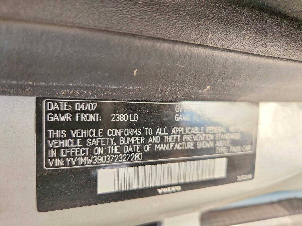2007 Volvo V50 2.4i Silver vin: YV1MW390372327280