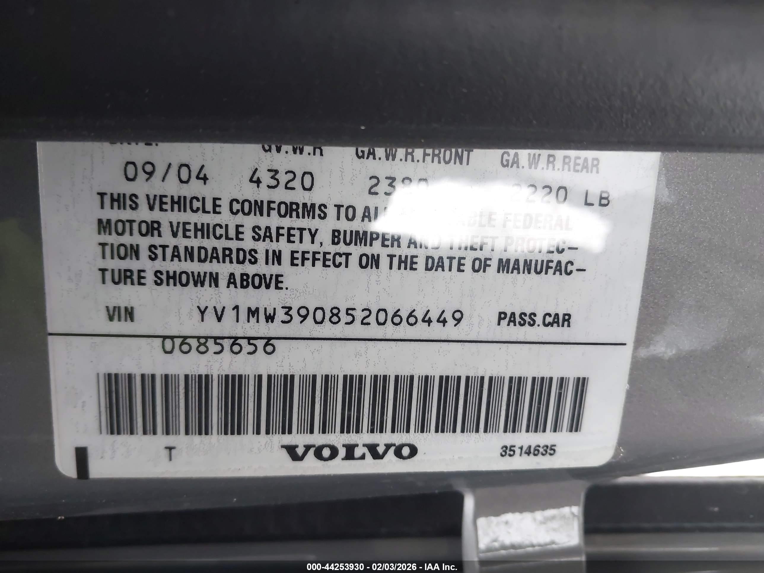 2005 Volvo V50 2.4i Silver vin: YV1MW390852066449