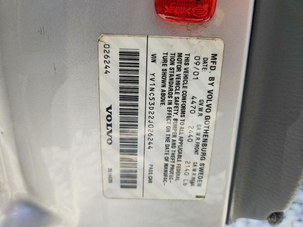 2002 Volvo C70 Серебряный vin: YV1NC53D22J026244