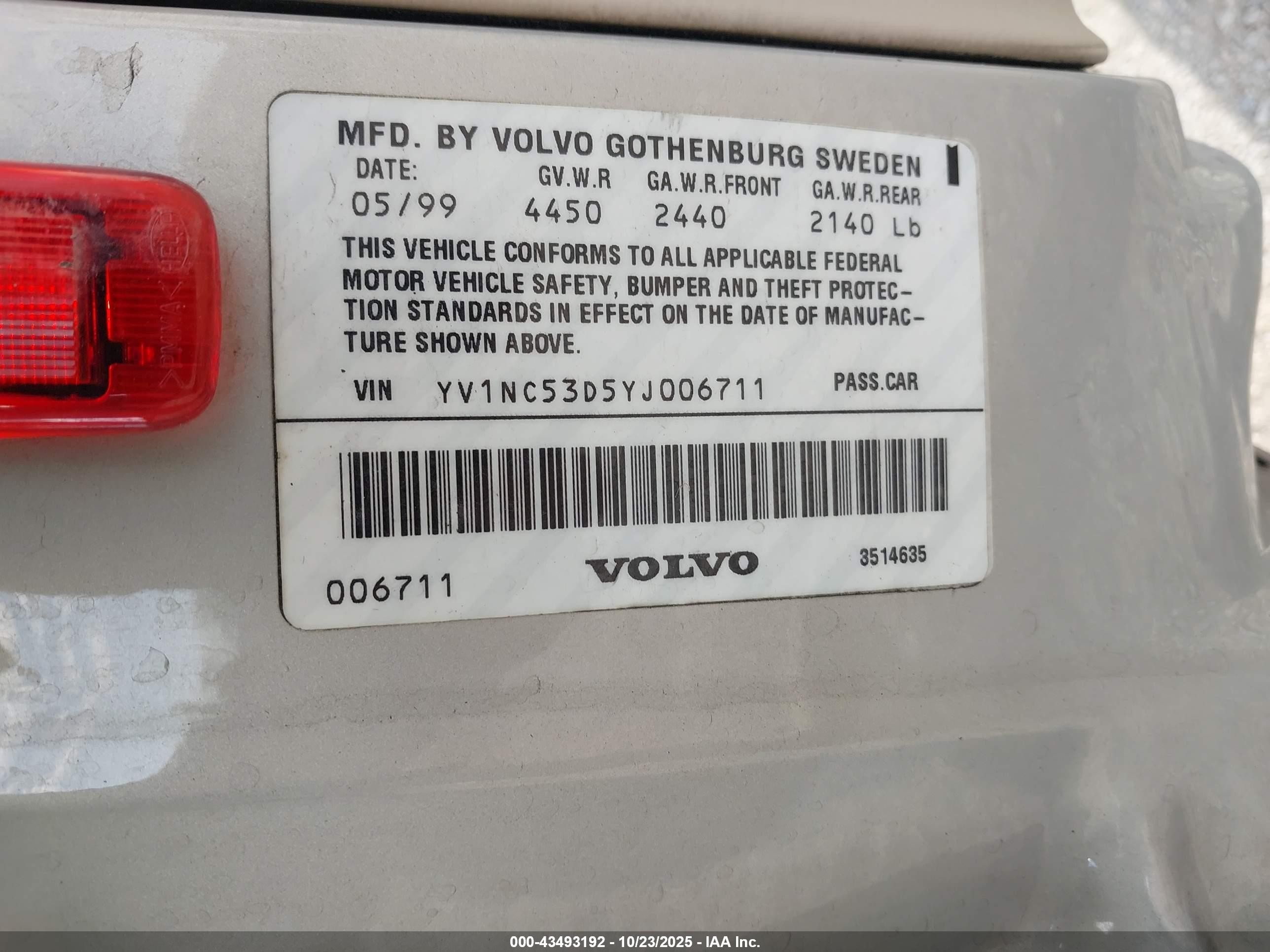 2000 Volvo C70 Ht Кремовый vin: YV1NC53D5YJ006711