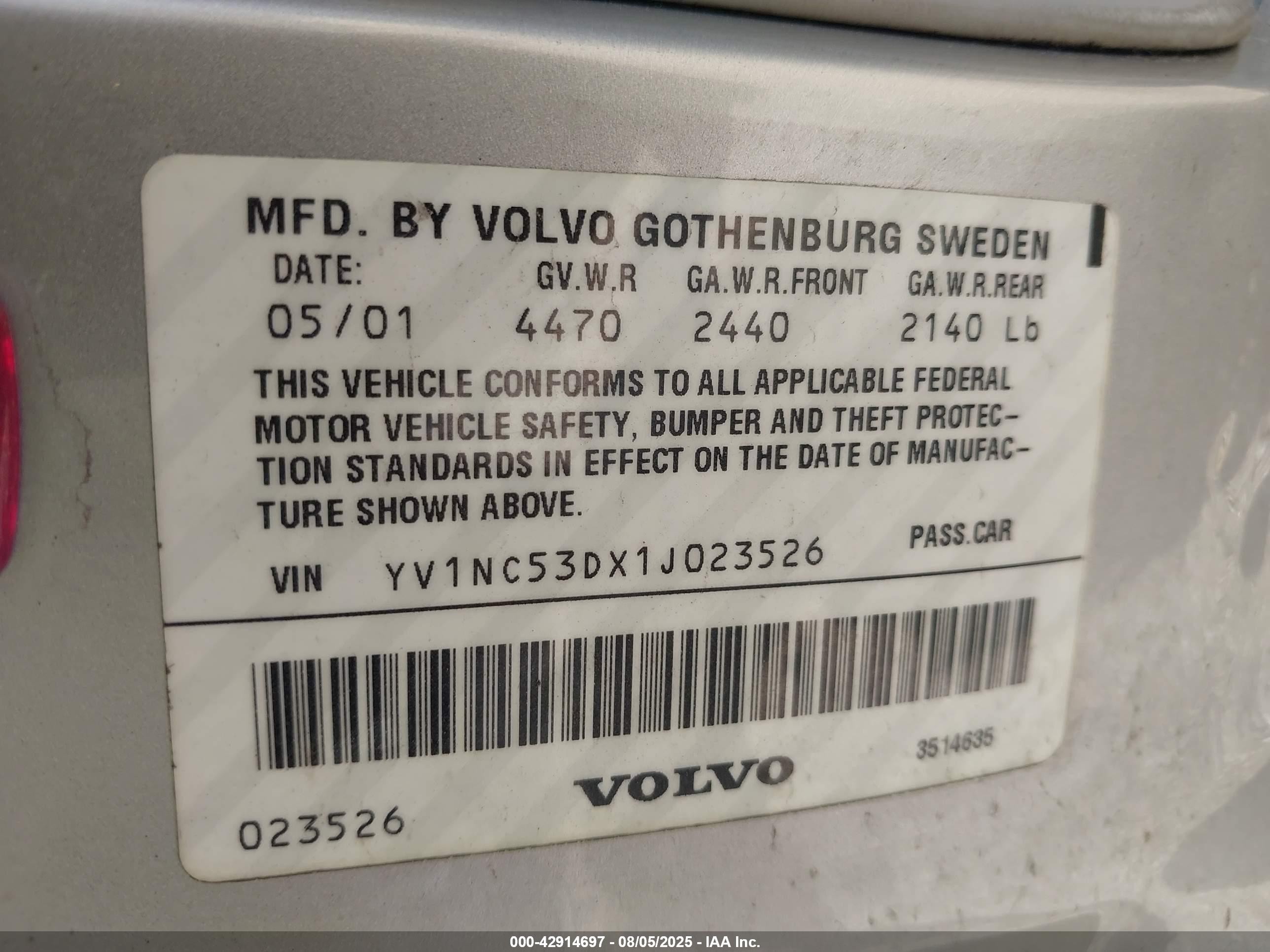 2001 Volvo C70 Ht Silver vin: YV1NC53DX1J023526