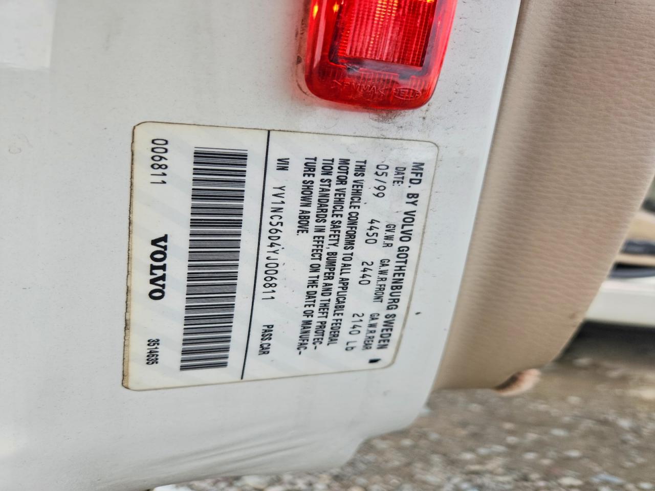 2000 Volvo C70 Turbo White vin: YV1NC56D4YJ006811