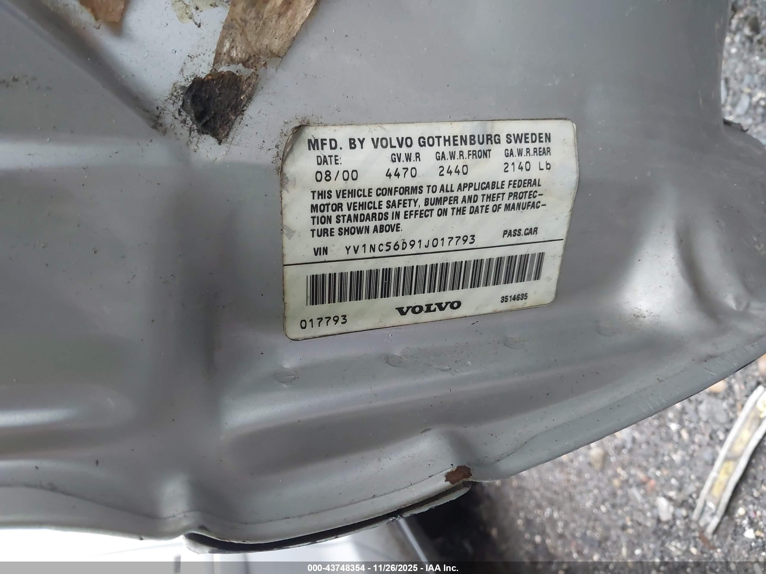 2001 Volvo C70 Lt Gray vin: YV1NC56D91J017793