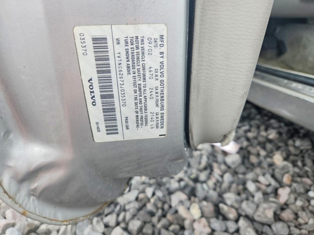 2003 Volvo C70 Hpt Silver vin: YV1NC62D73J035370
