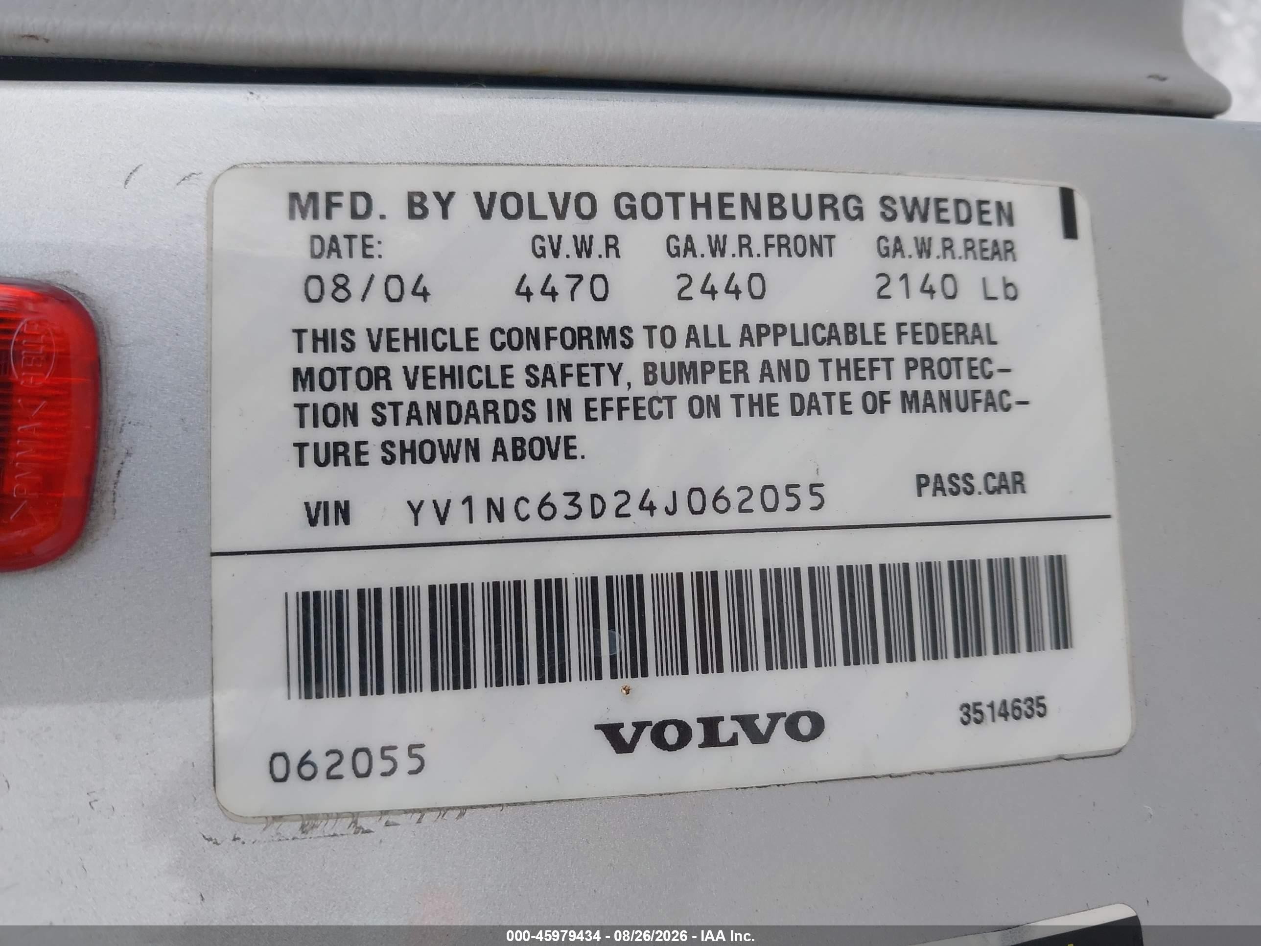 2004 Volvo C70 Lt Silver vin: YV1NC63D24J062055