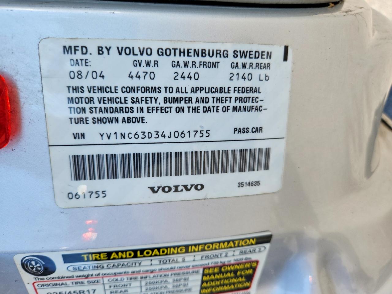 2004 Volvo C70 Lpt Gray vin: YV1NC63D34J061755