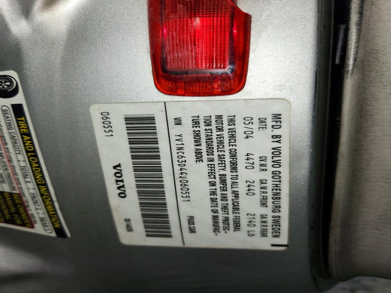 2004 Volvo C70 Lpt Silver vin: YV1NC63D44J060551
