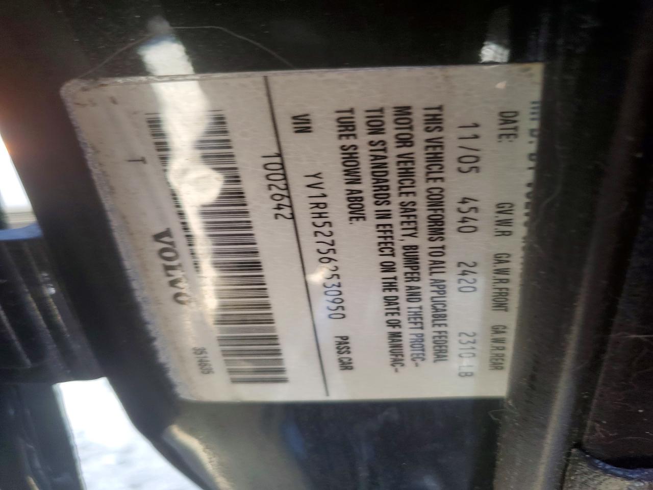 2006 Volvo S60 R Black vin: YV1RH527562530950