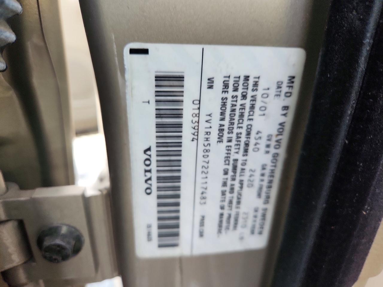 2002 Volvo S60 2.5t Золотой vin: YV1RH58D722117483