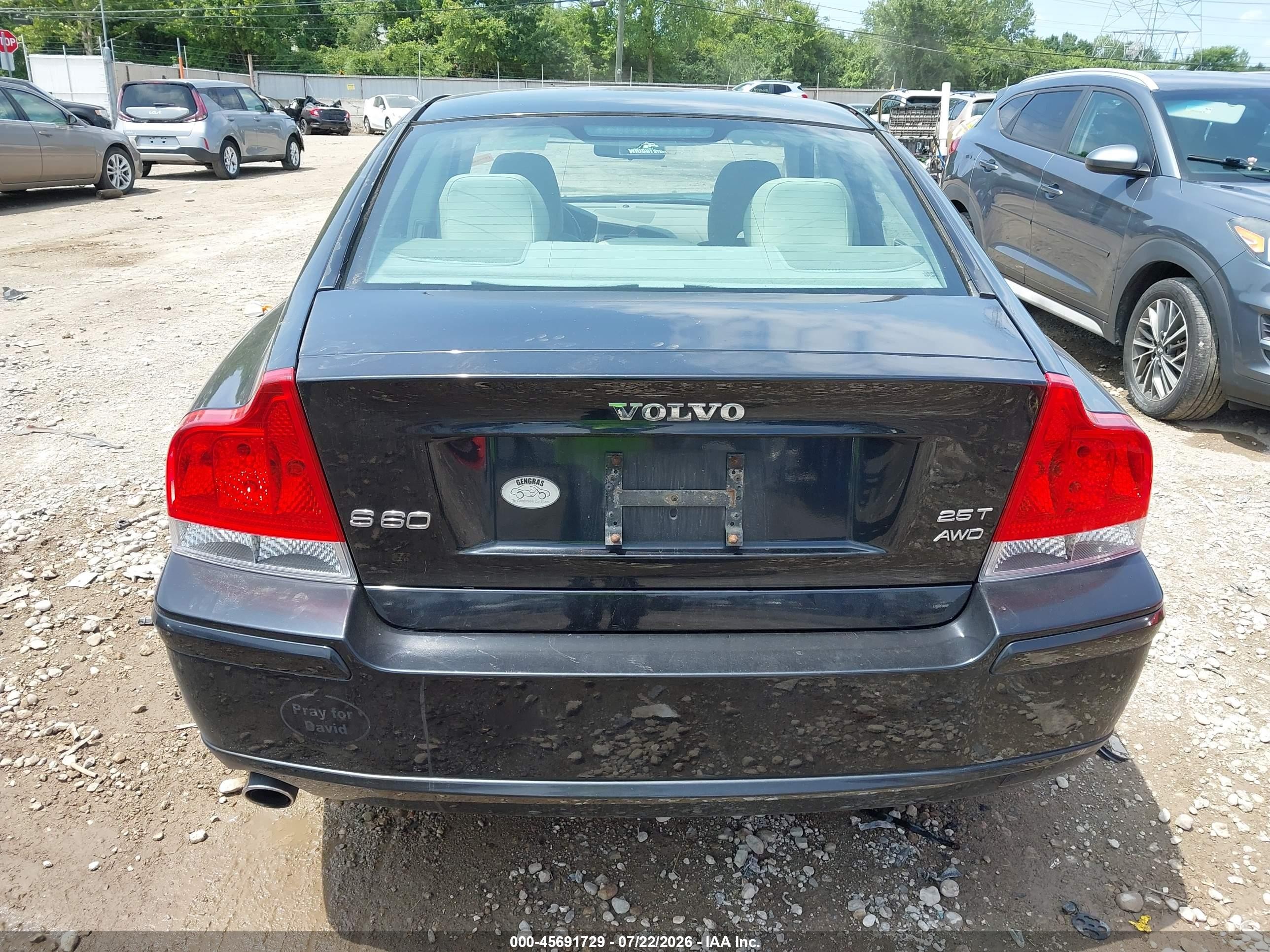 2007 Volvo S60 2.5t Black vin: YV1RH592272628149