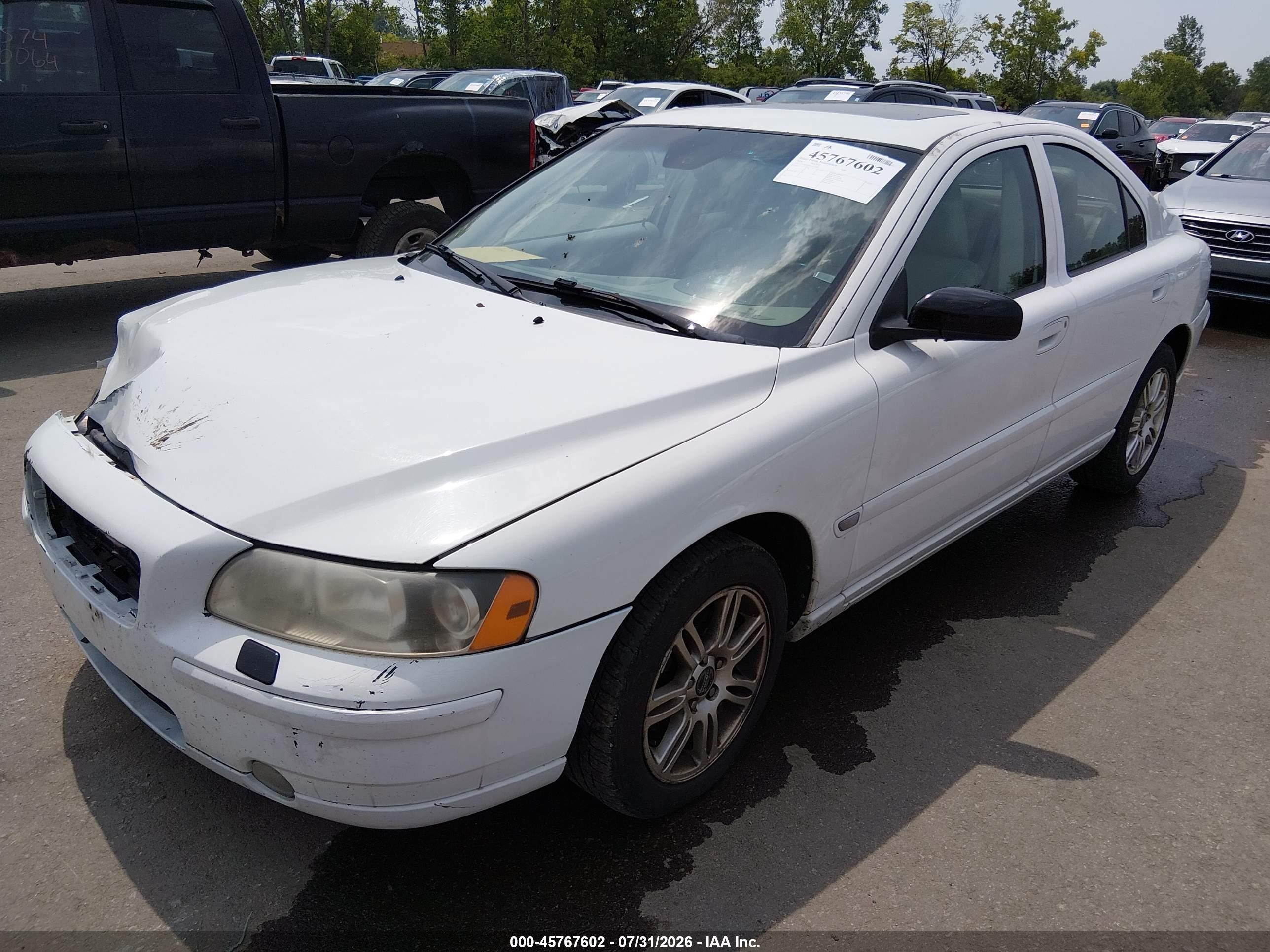 2006 Volvo S60 2.5t White vin: YV1RH592X62525897
