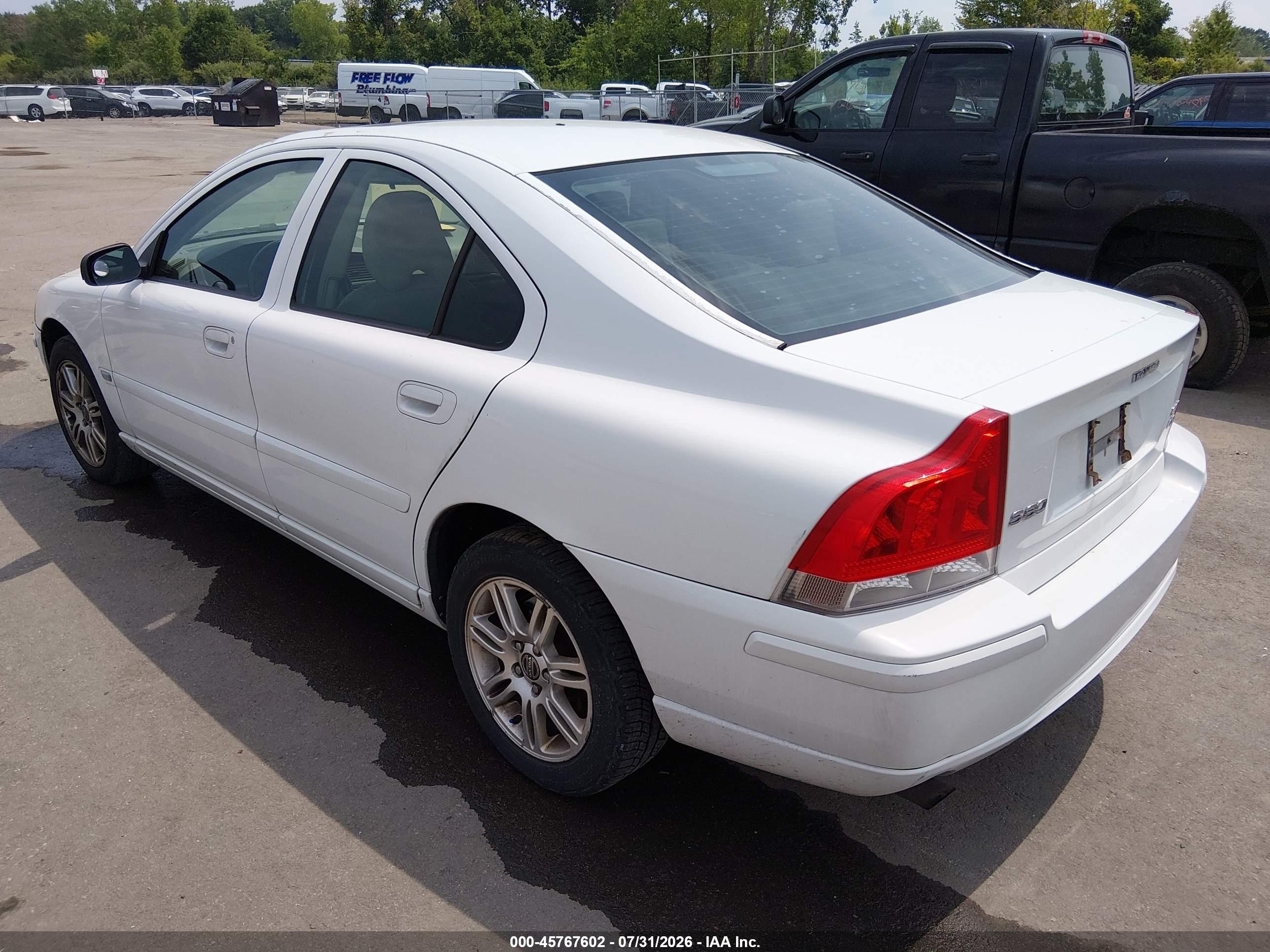 2006 Volvo S60 2.5t White vin: YV1RH592X62525897