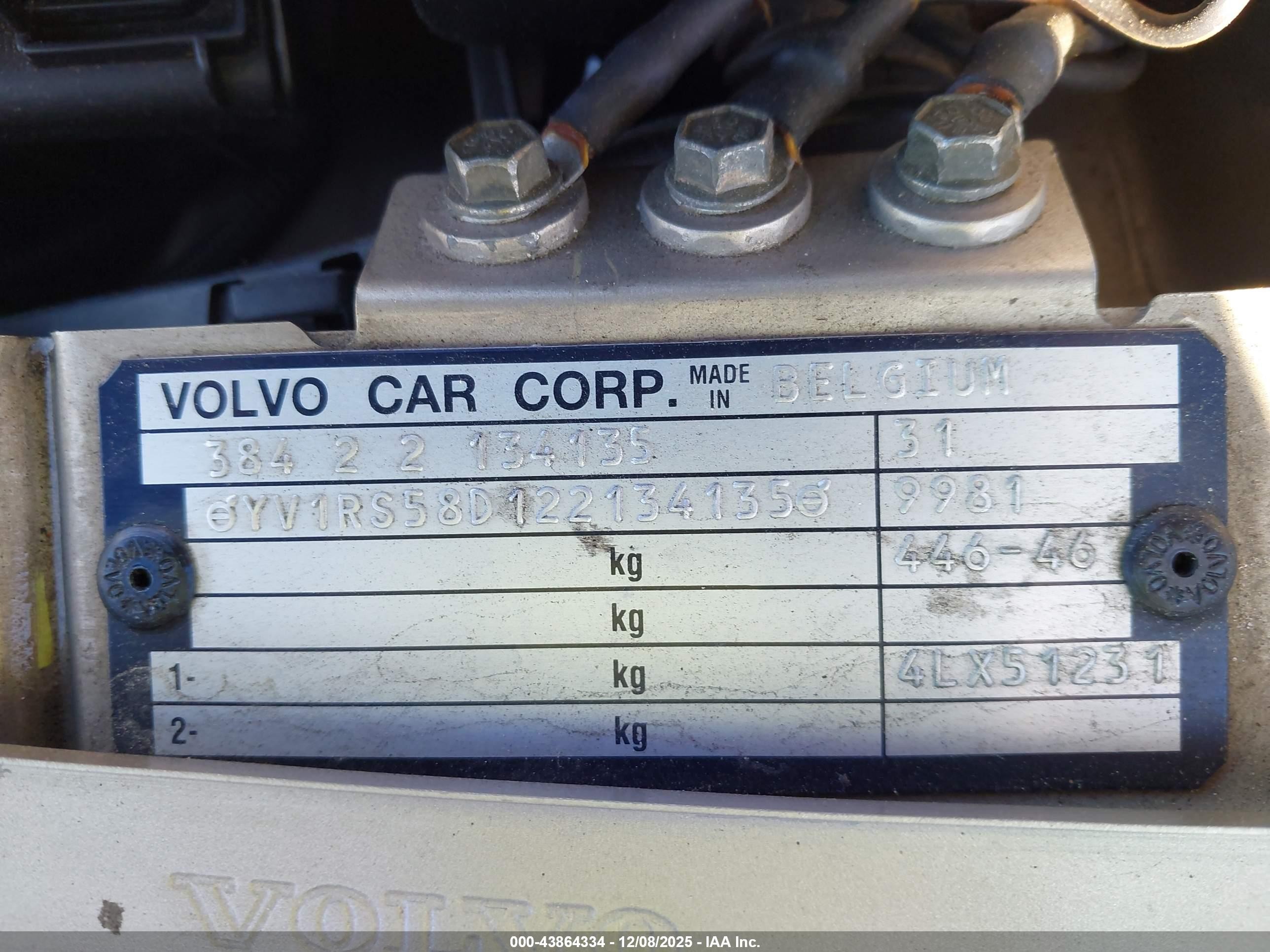 2002 Volvo S60 2.4t Brown vin: YV1RS58D122134135