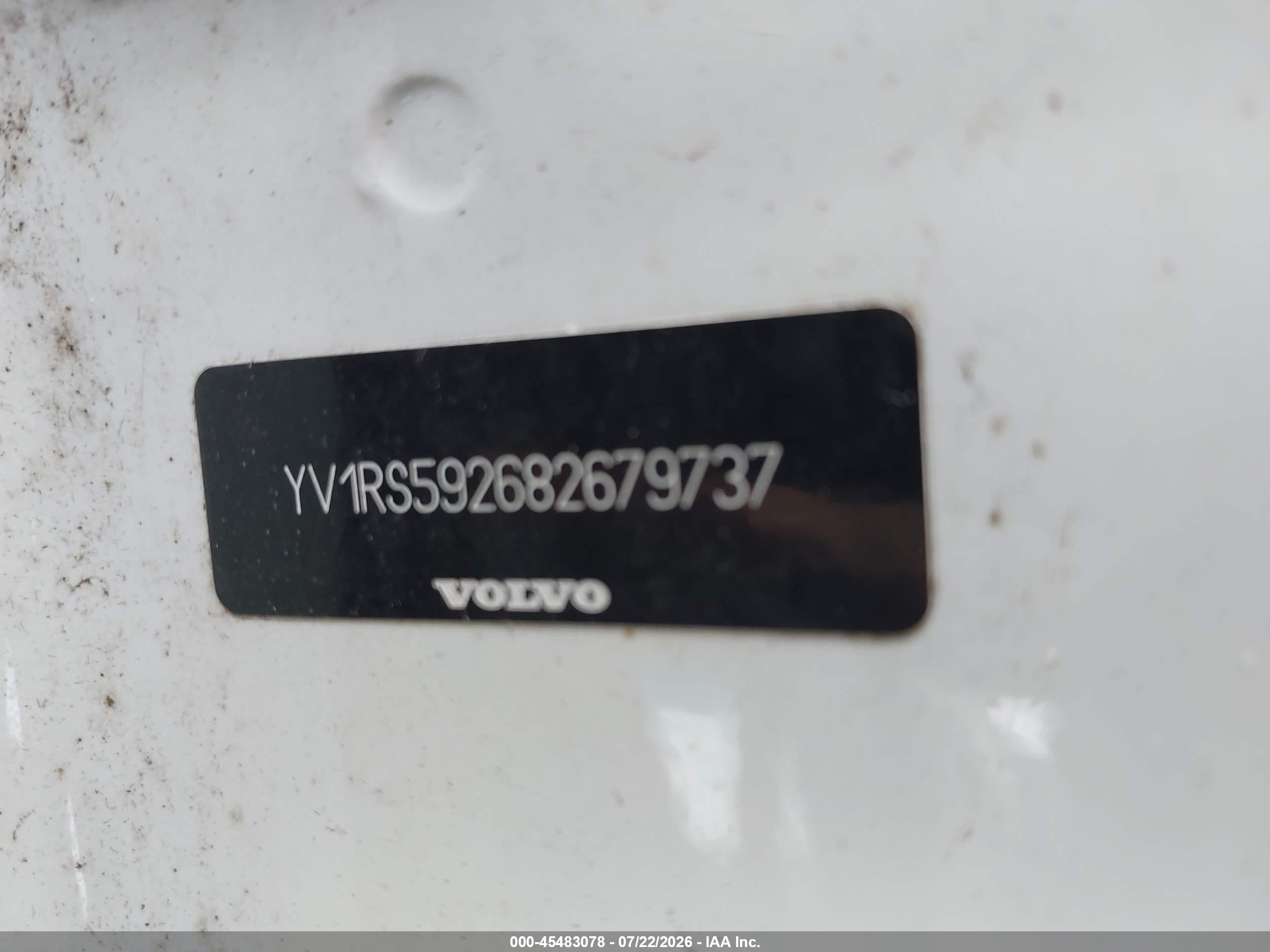 2008 Volvo S60 2.5t/2.5t W/snrf White vin: YV1RS592682679737