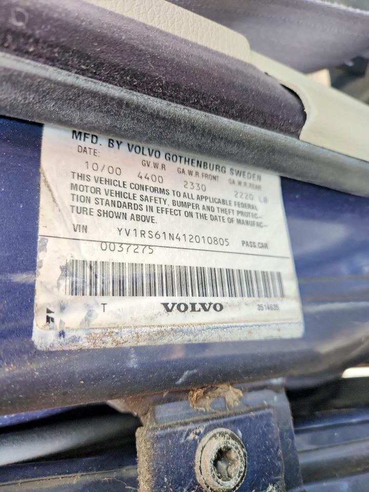 2001 Volvo S60 Blue vin: YV1RS61N412010805