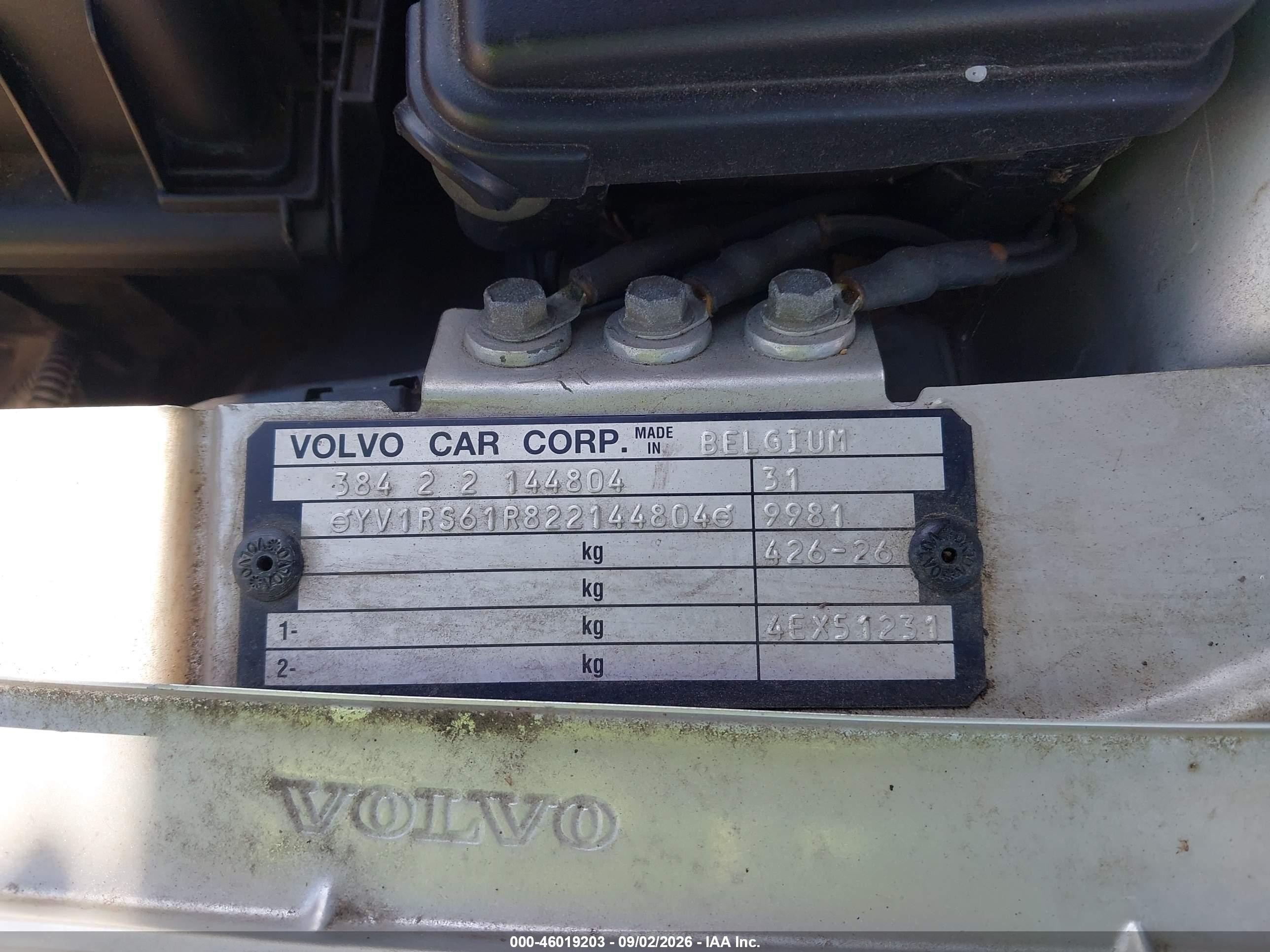 2002 Volvo S60 2.4 Серебряный vin: YV1RS61R822144804
