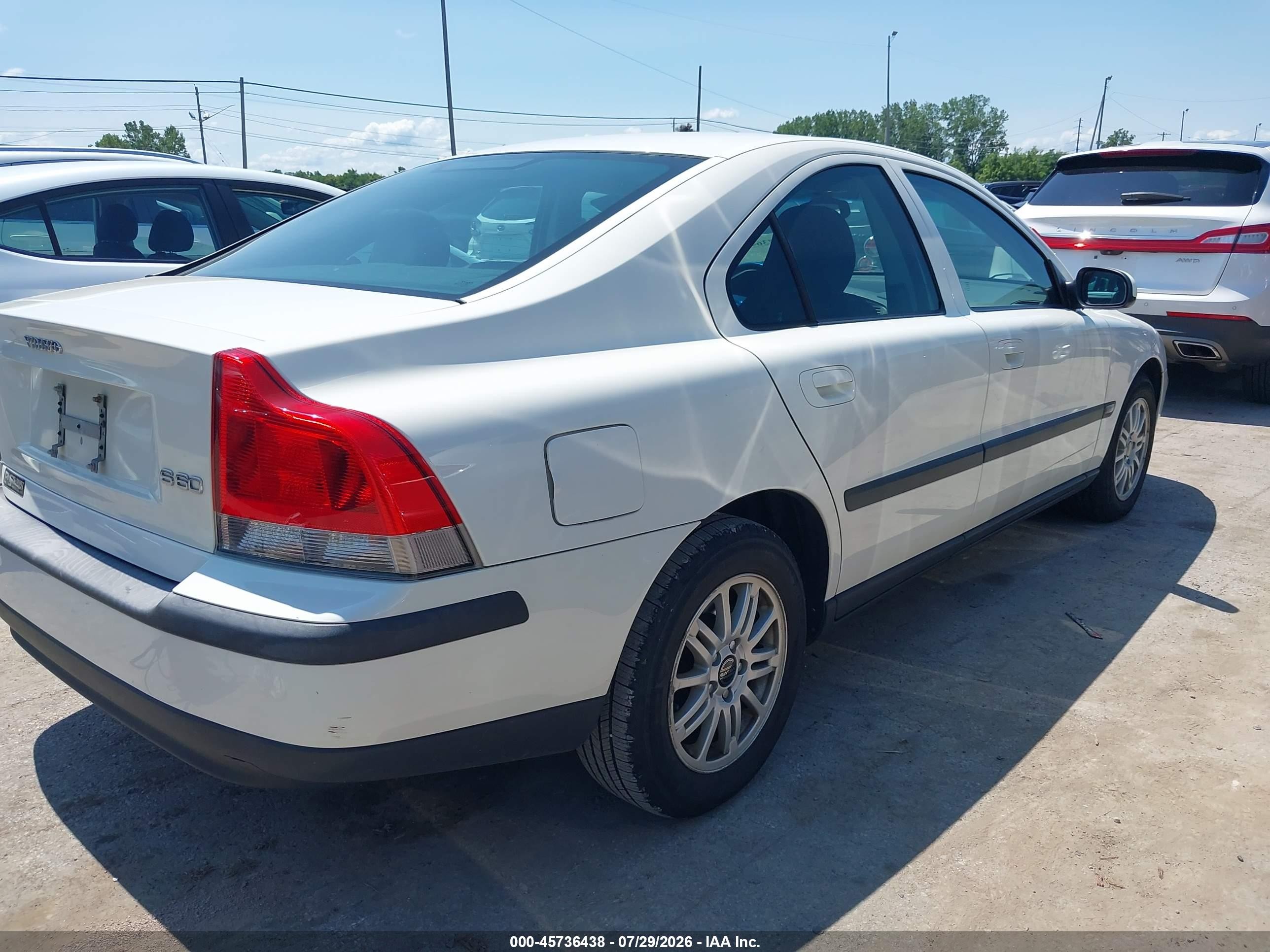 2003 Volvo S60 2.4 White vin: YV1RS61T832267600