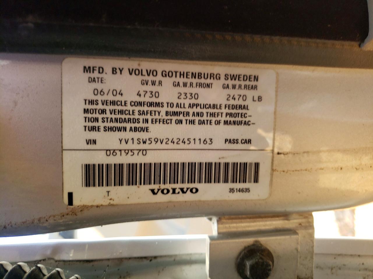 2004 Volvo V70 Fwd Silver vin: YV1SW59V242451163